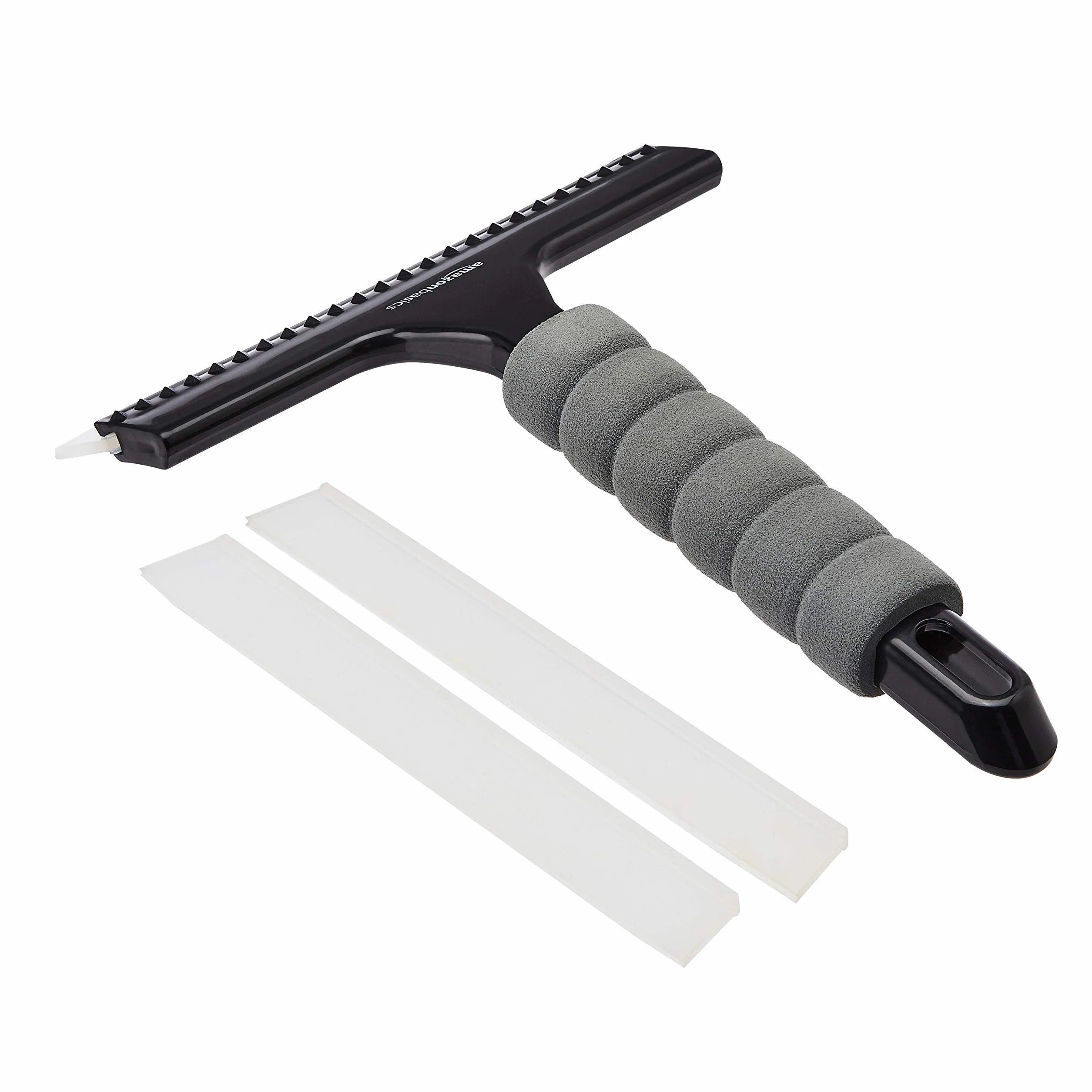 Amazon Basics Rasqueta limpiacristales mango, para ventanas, espejos, coches, Negro