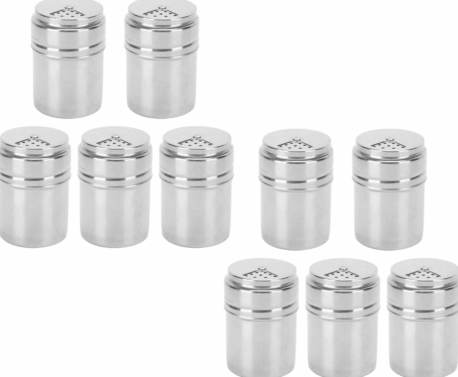 Olla for condimentos, 10 unidades de coctelera for condimentos, azucarera, botella de condimento de acero inoxidable, salero, pimentero, latas de condimento con tapa giratoria