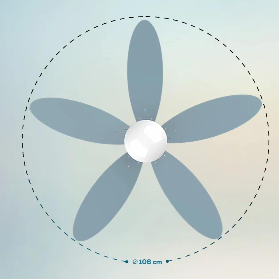 Cecotec Ventilador de Techo con Luz EnergySilence Aero 4260 Sky. 40 W, Motor DC, Diámetro 42” con 5 Aspas Reversibles, Luz LED, Mando a distancia, Temporizador, 6 Velocidades