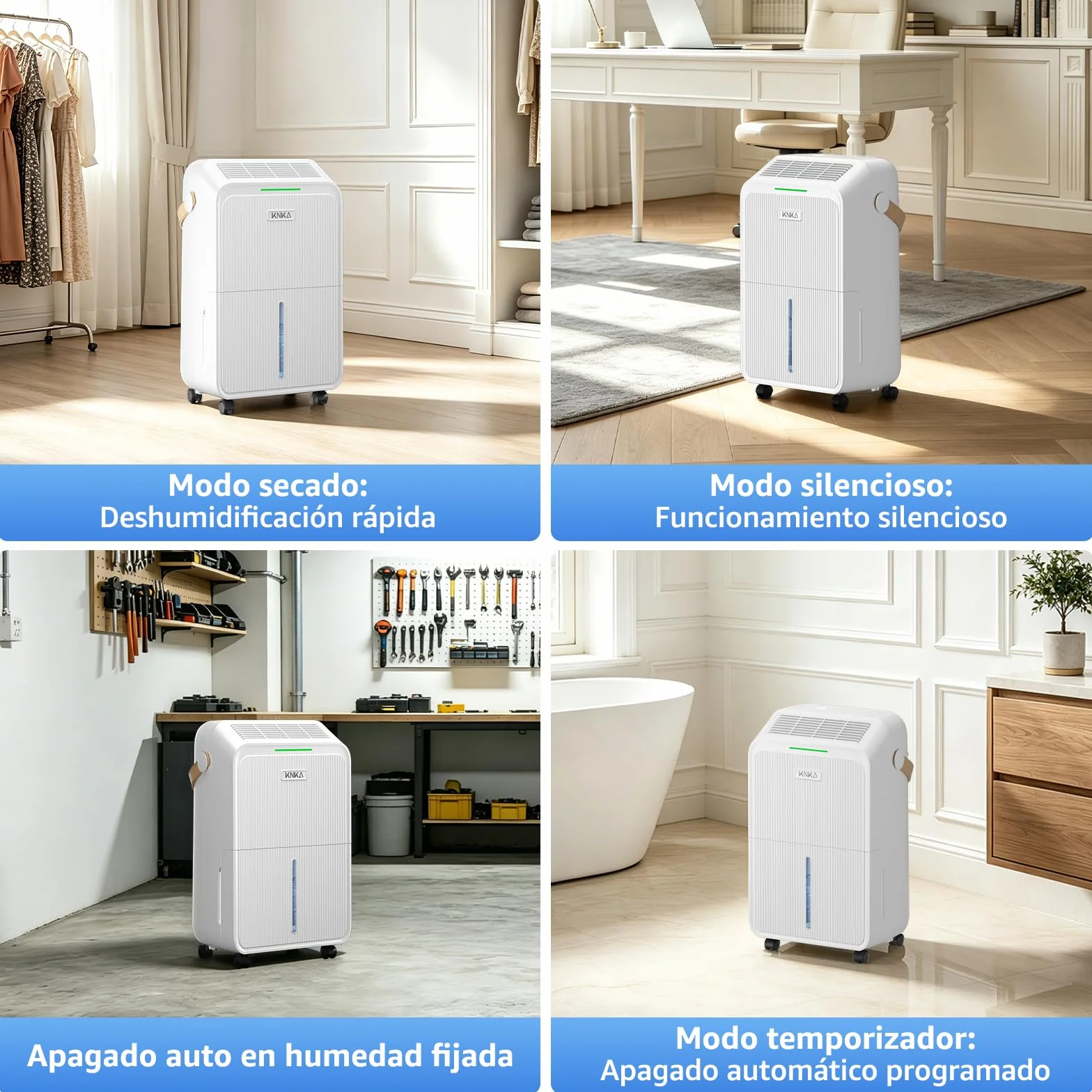 Deshumidificador, 16L/Día, Deshumificadores de Humedad Silencioso, Resultados En 30 Min, Consumo De Energía Reducido En Un 30%,Indicador De Humedad,Descongelación Automática,4 Modos,80m³ (Aprox. 32㎡)
