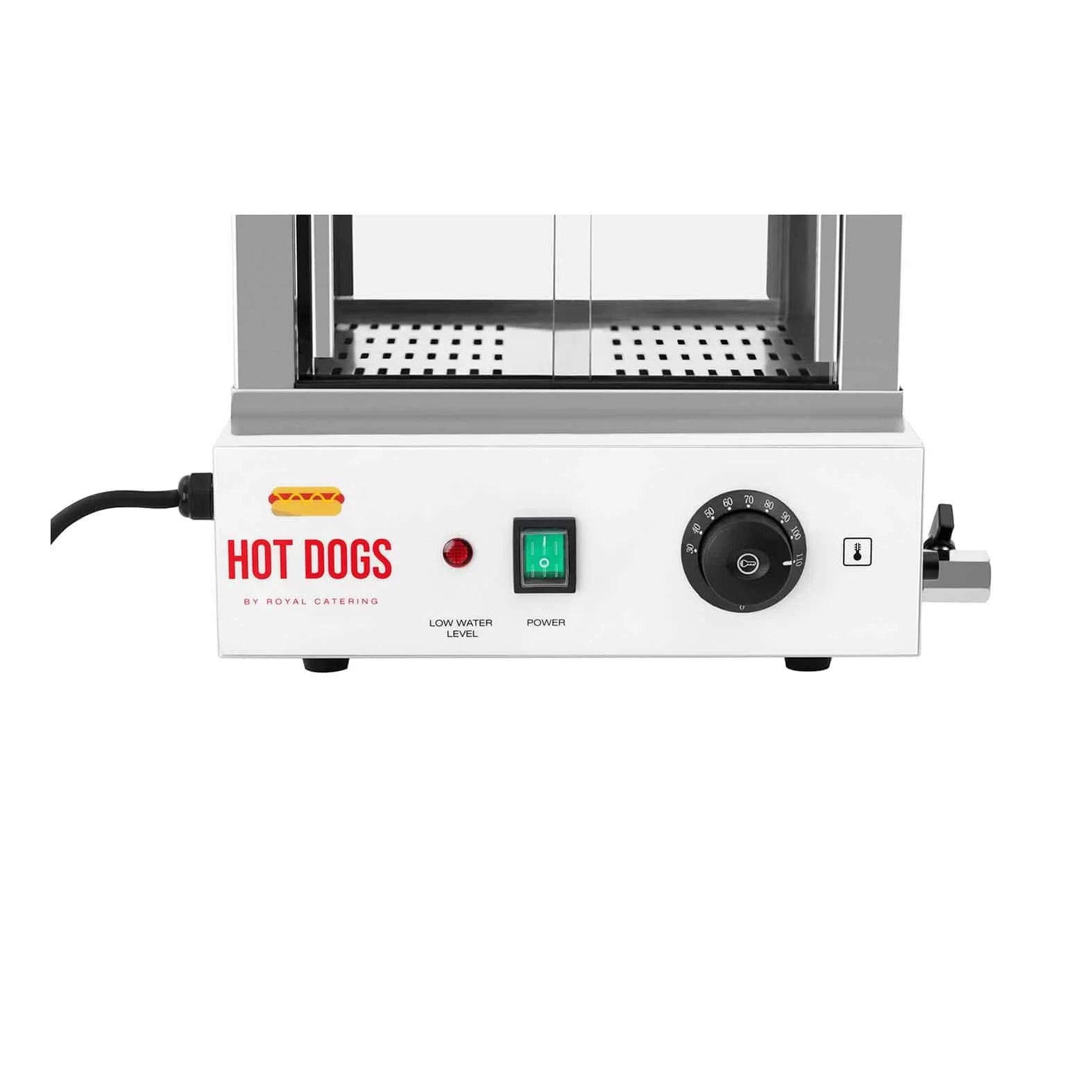Royal Catering Asador De Salchichas Máquina Para Perritos Calientes RCHW 1000H (100 salchichas y 25 panecillos, Potencia: 1.000 W, 30-110 °C)
