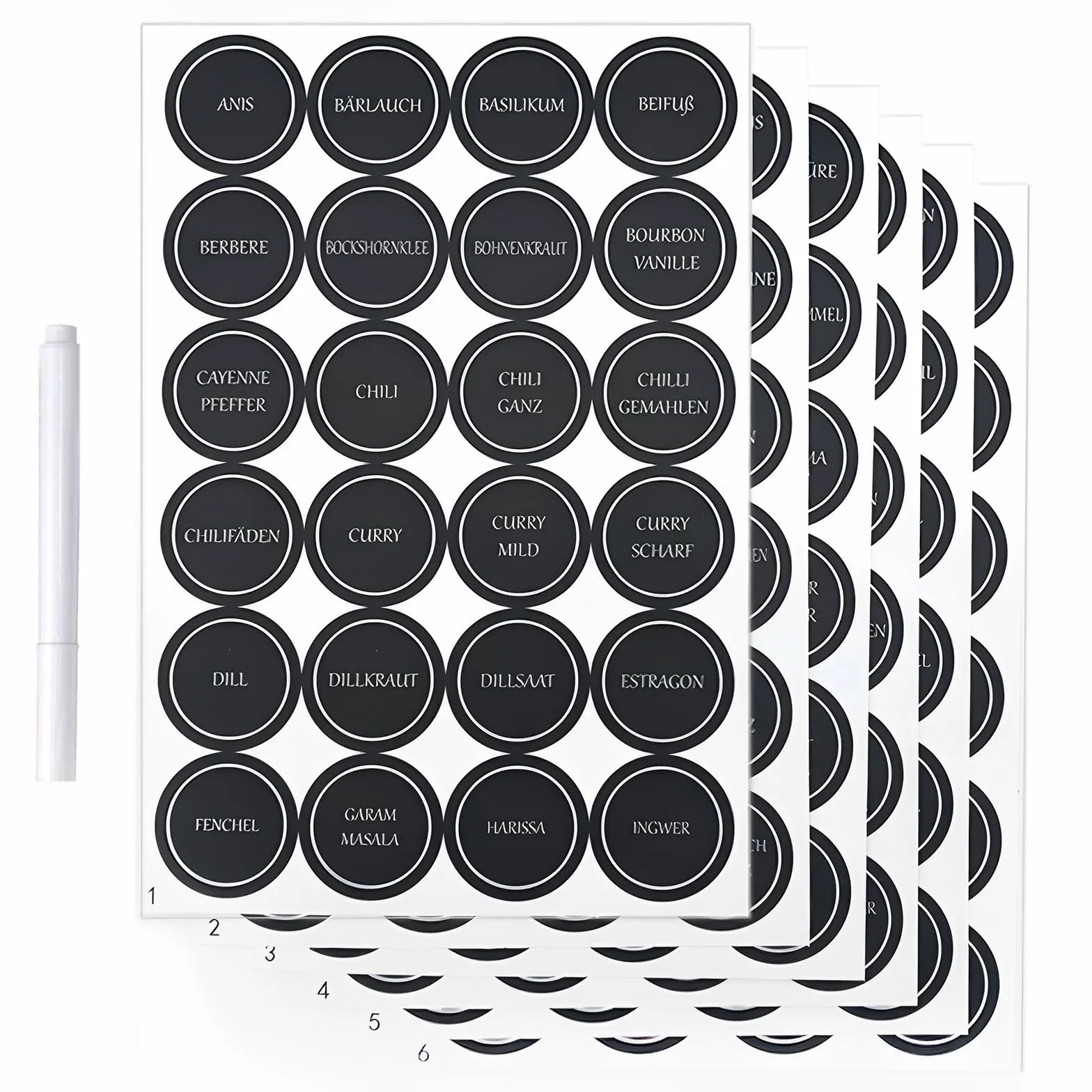 Pack of 144 Labels, Self-Adhesive Round Spice Labels,Waterproof,For Spice Jars, Bars,Cans