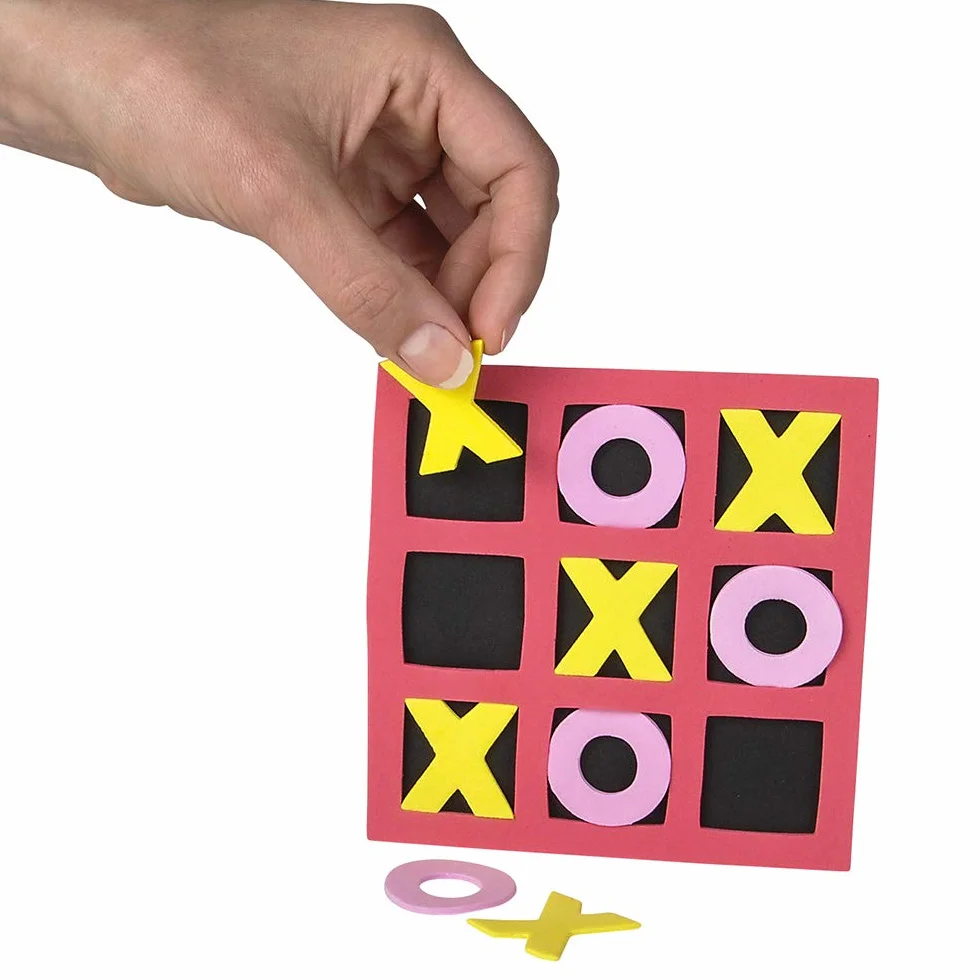 Juego de Tres en Raya Bedwina 24 pzas, Mini Tablero de Espuma 12,7 cm para Niños