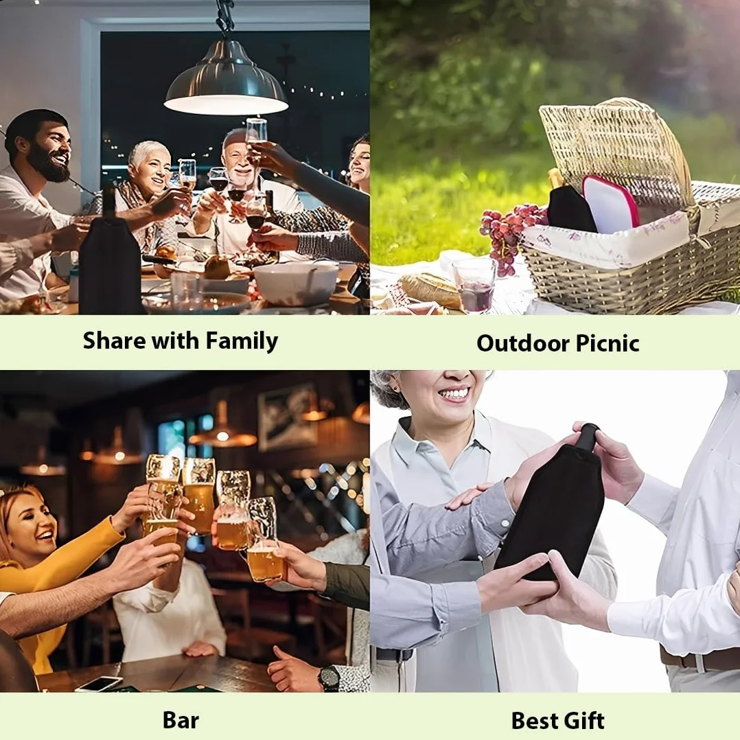 GXGM Manga Enfriadora para Botellas, Nevera Reutilizable para Vino, Champagne, Cerveza y Bebidas Gaseosas, Enfriamiento Rápido 5min, Tejido Impermeable, Compacta y Portátil