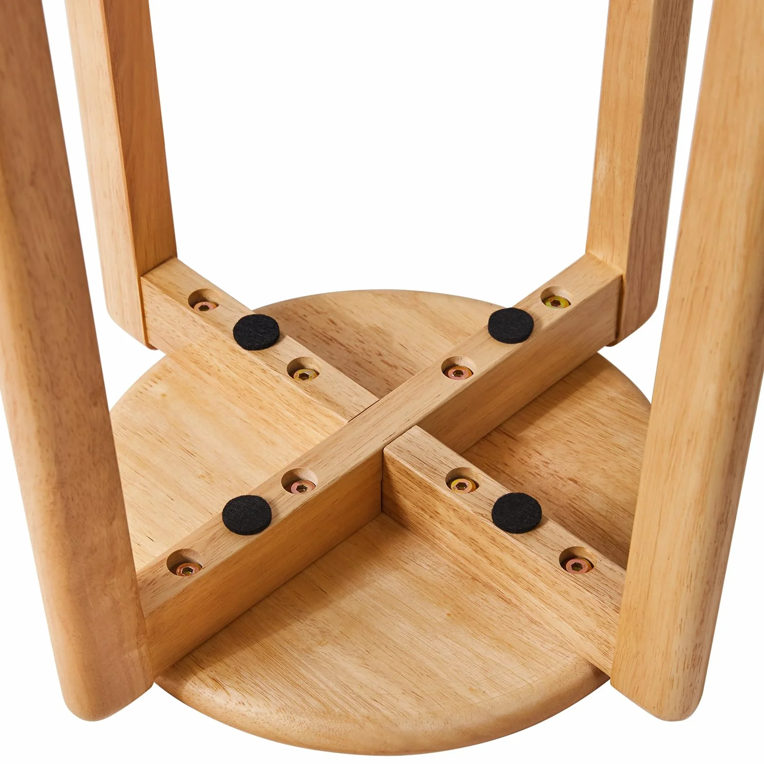 YMYNY Juego de 4 Taburetes Redondos de Madera, Taburetes de Bar Silla, Apilable de Madera Antideslizante, Taburete Pequeño, para Cocina, Oficina, salón, 27×27×45CM Color Natural HBD026N-4