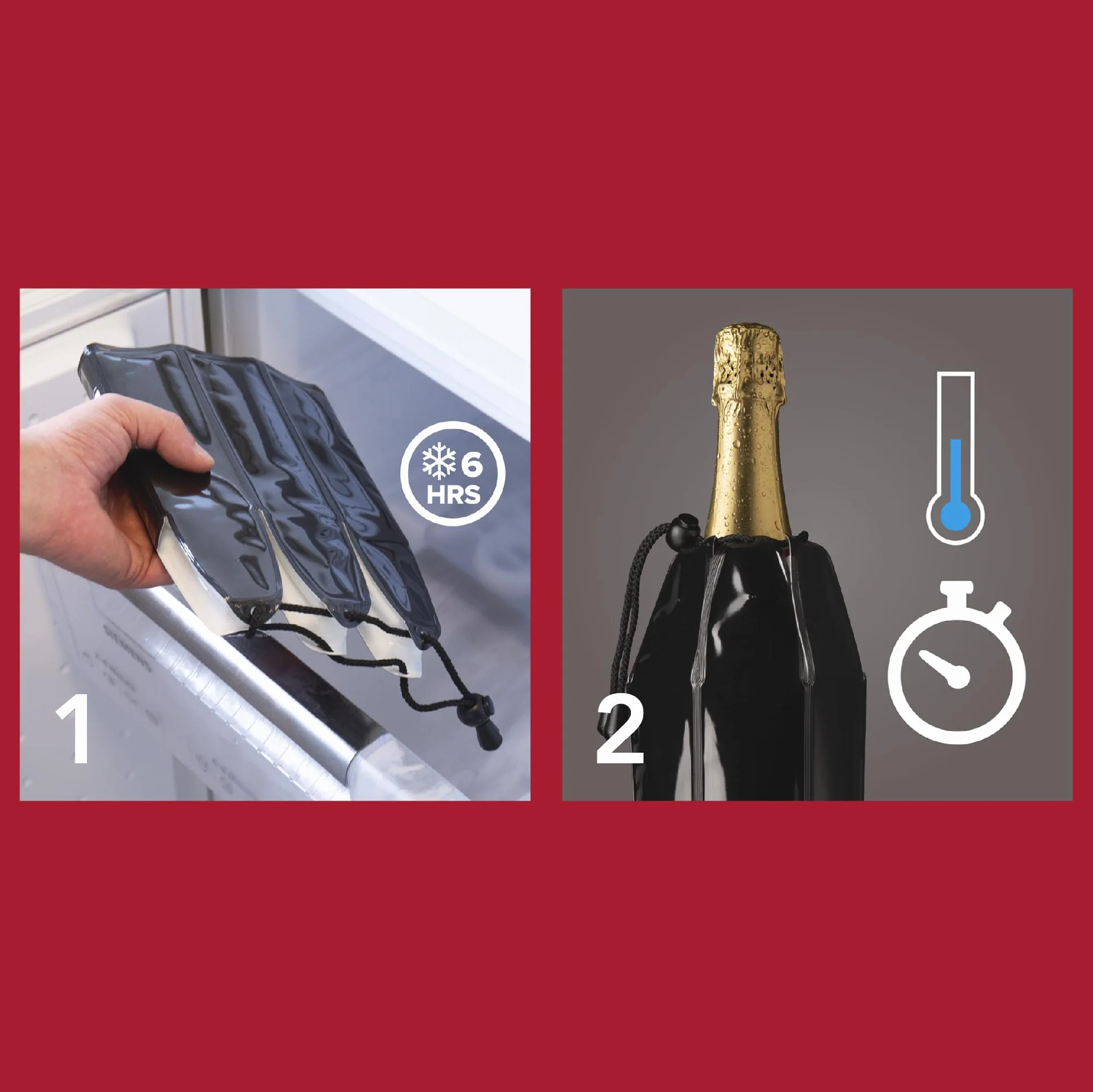 Vacu Vin Enfriador de Champagne Flexible - Funda Reutilizable Negra para Enfriamiento de Botellas de Champagne Estándar