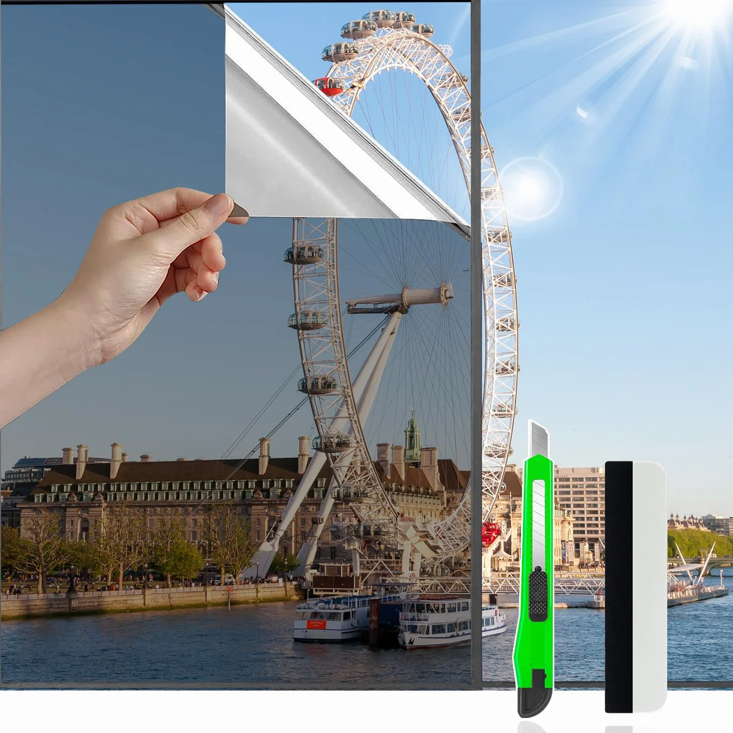 Película de privacidad unidireccional para ventana, tinte de ventana para oficina en casa, película diurna para ventana que no se ve, adherencia estática, control de calor, bloqueo solar, película de