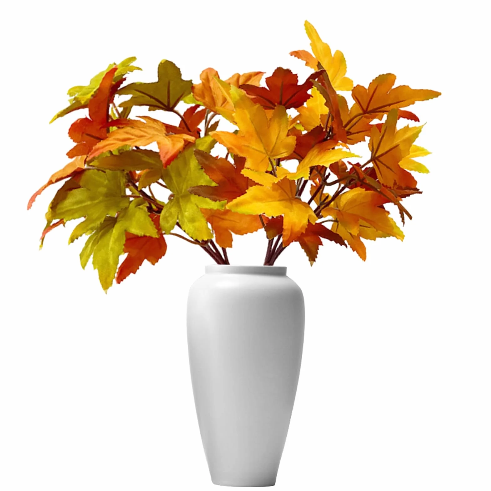Ramitas de hojas de arce - decoraciones otoñales para el hogar,2 piezas de hojas de arce artificiales, ramitas, hojas de otoño falsas, tallos, hojas de arce, arbustos, arbustos de hojas de