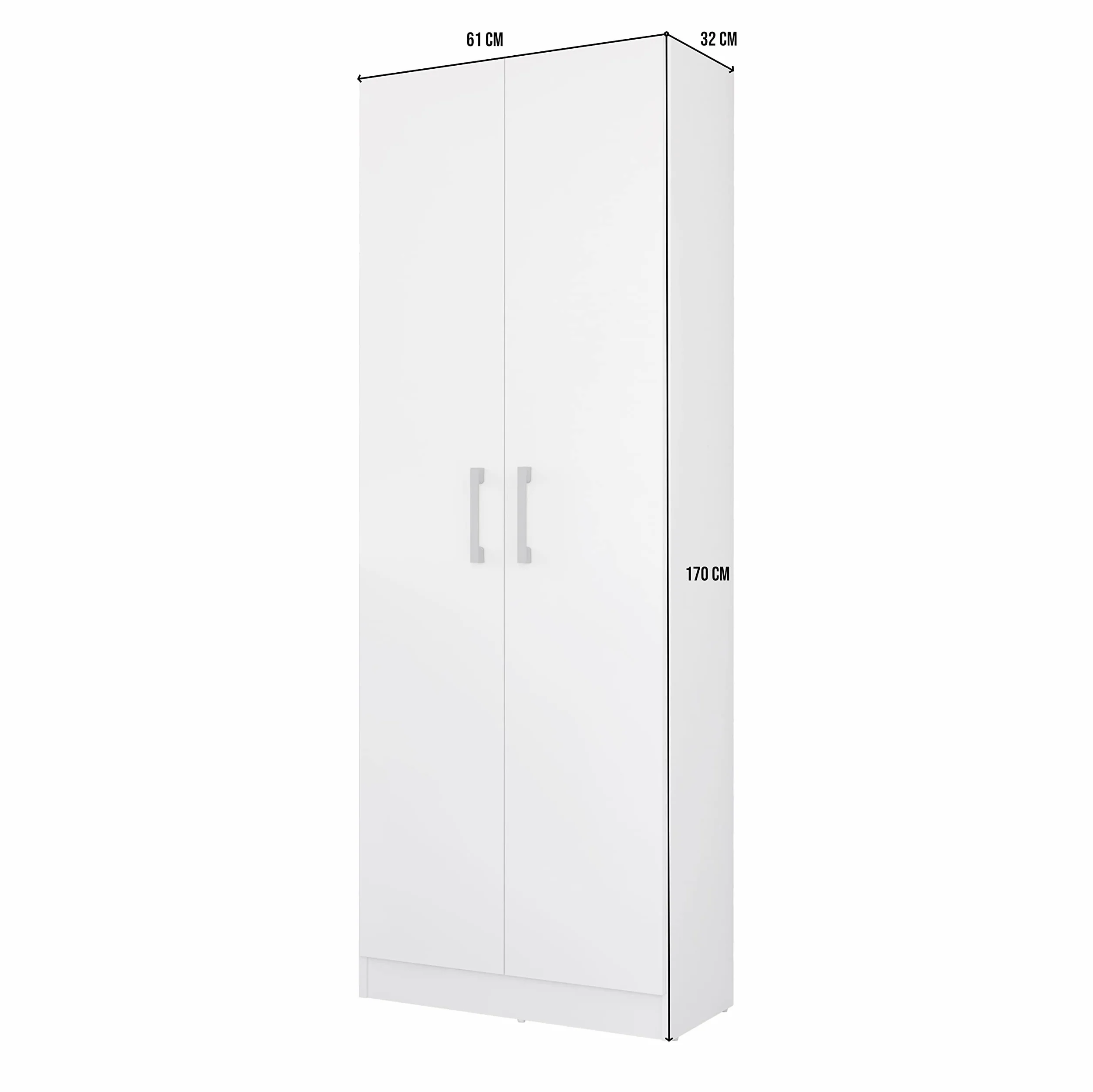 Armario escobero multiusos dos puertas blanco 179x61x32 cm