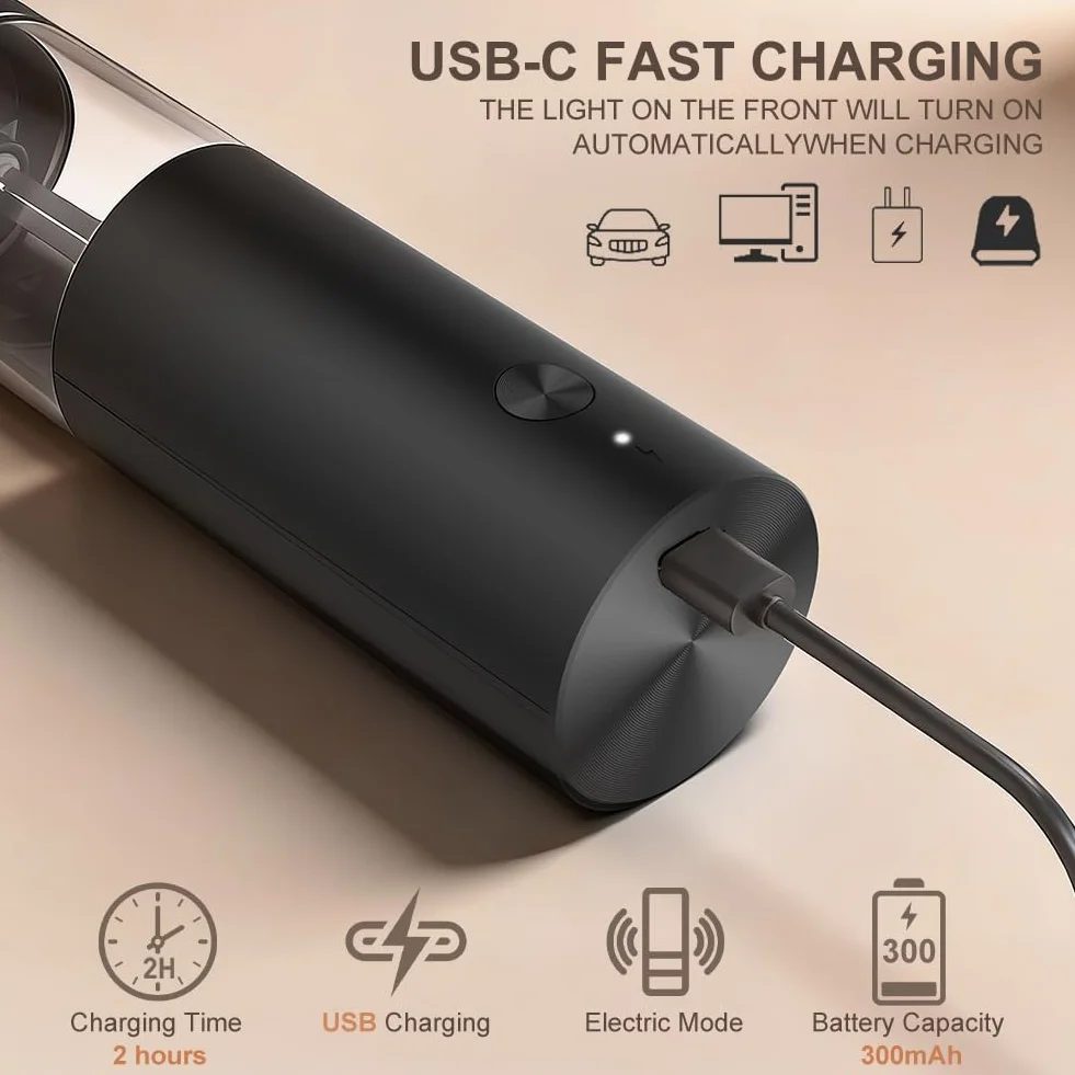 AXFEE Molinillo de Pimienta Eléctrico Recargable USB Tipo-C, 70 ml para la Cocina, Ajuste de Grueso, Funcionamiento con Una Mano, Molido Automático por Gravedad, para Cocina y Barbacoa(1 Unidade)