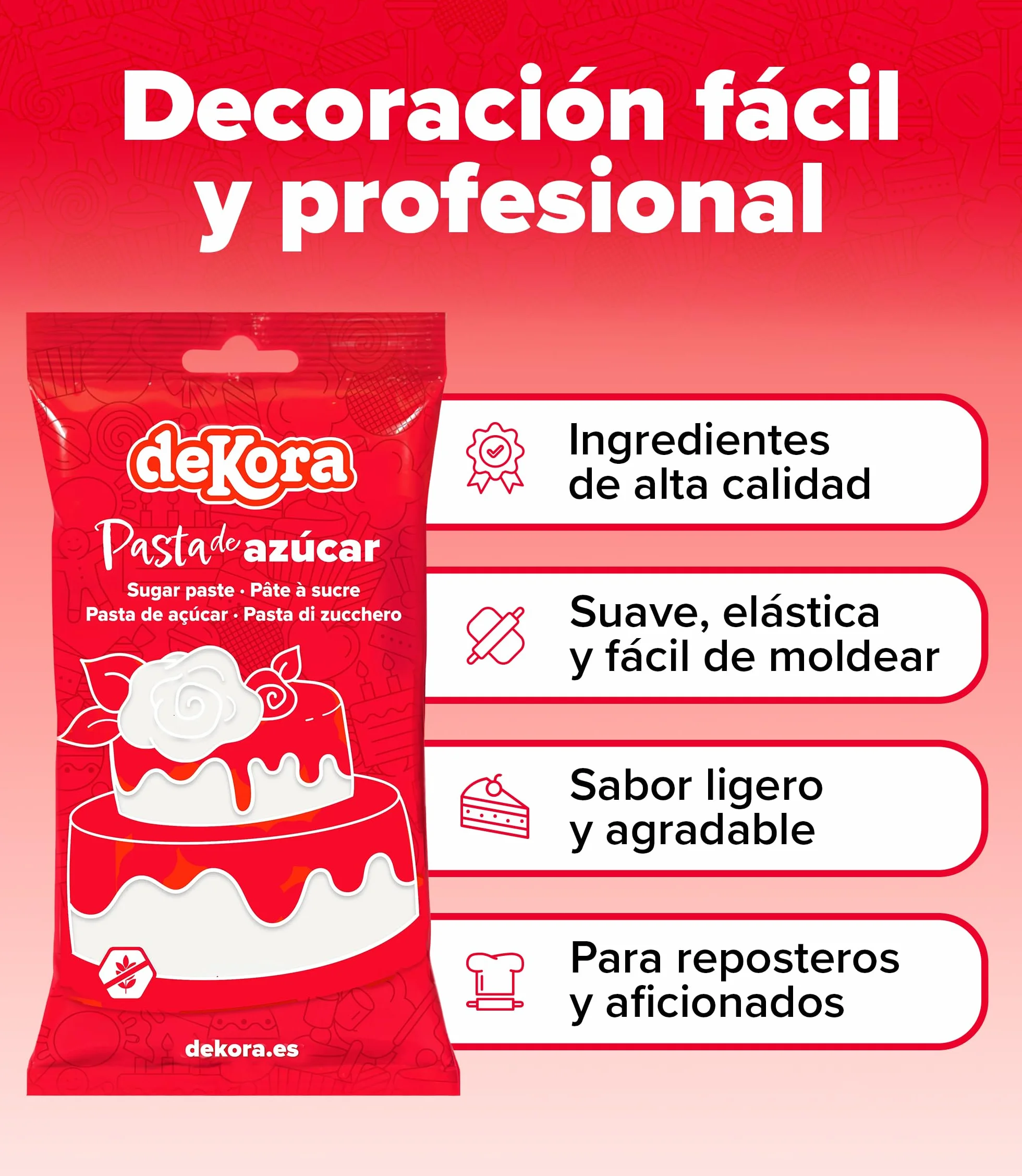 Fondant Marrón Dekora 250 g Pasta para Tartas Cobertura Bizcochos