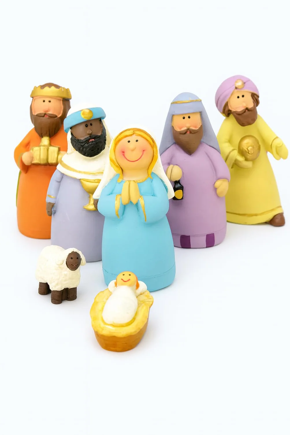 Belén Infantil Completo con 7 Figuras de 9 cm. Portal del Nacimiento Infantil para Decorar en Navidad. Completa tu Escena con Las Figuritas del Pesebre.