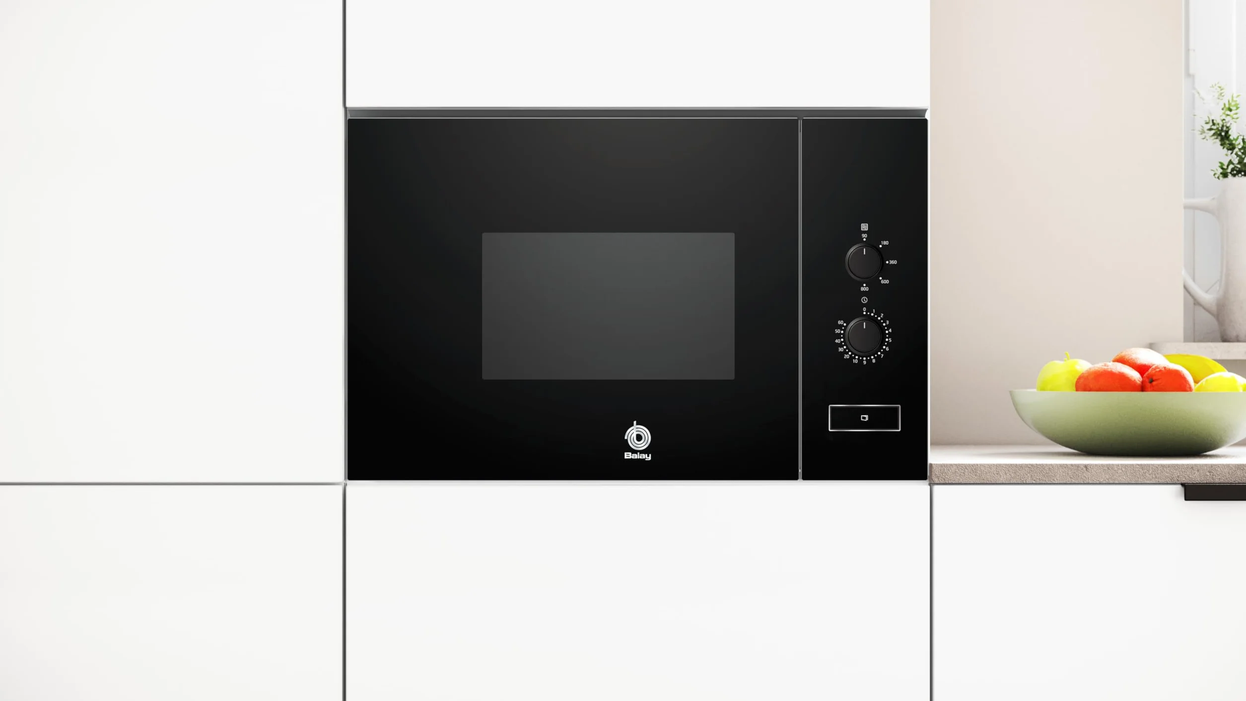 Balay 3CG5172N2 - Microondas, electrónico, Encastrable sin marco, 38 cm, 20 l, 5 F, Aqualisis, Ap. lateral izquierda, 8 recetas, Plato giratorio 25.5 cm, Con grill, Cristal Negro
