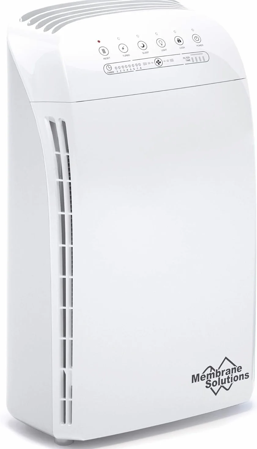 Membrane Solutions MSA3 Purificador de Aire con Filtro HEPA, para Espacio Grande hasta 147 m², Silencioso 22dB, Air Purifier para Alérgicos, Elimina 99,97% de Alergia, Polen, Polvo,Humo, Olores