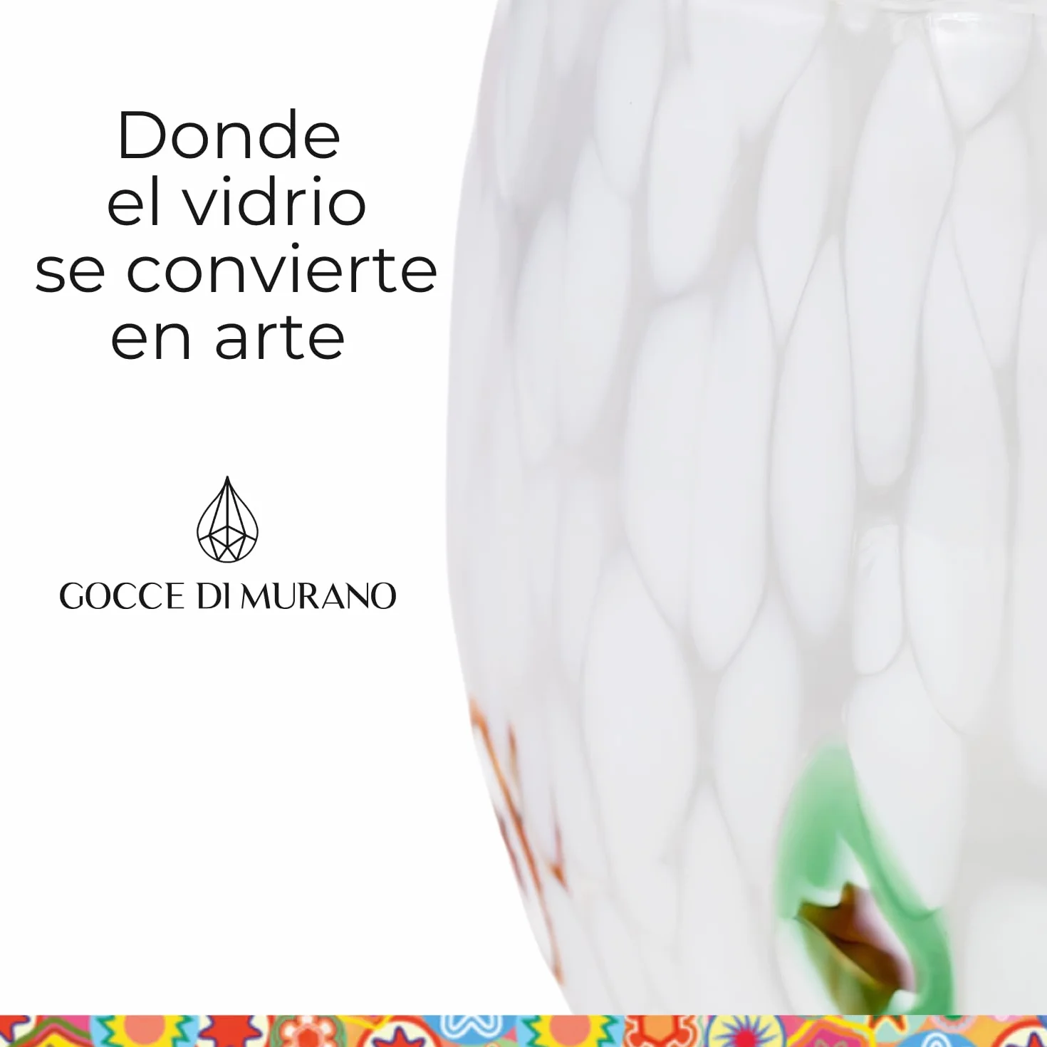 Gocce di Murano - Juego de 6 vasos de agua (300 ml, vidrio soplado y trabajado a mano, 300 ml, vidrio de arco iris, lluvia