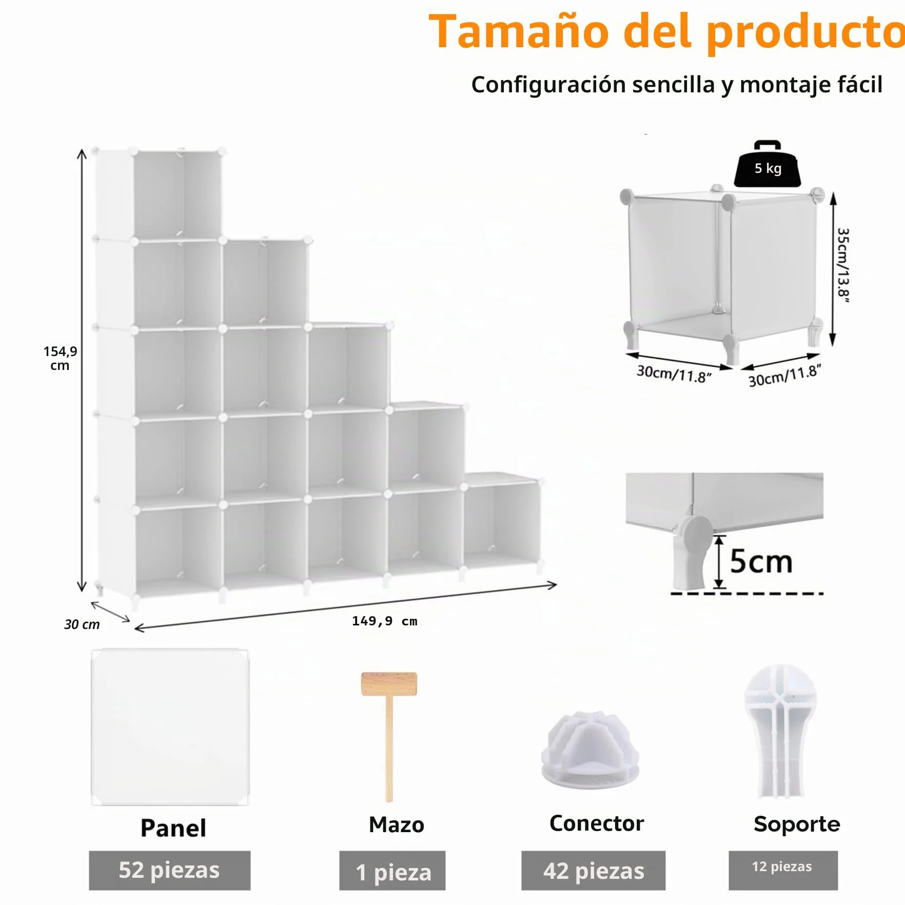 AWTATOS Estantería Modular de Plástico 16 Cubos Organizador de Almacenamiento Apilable