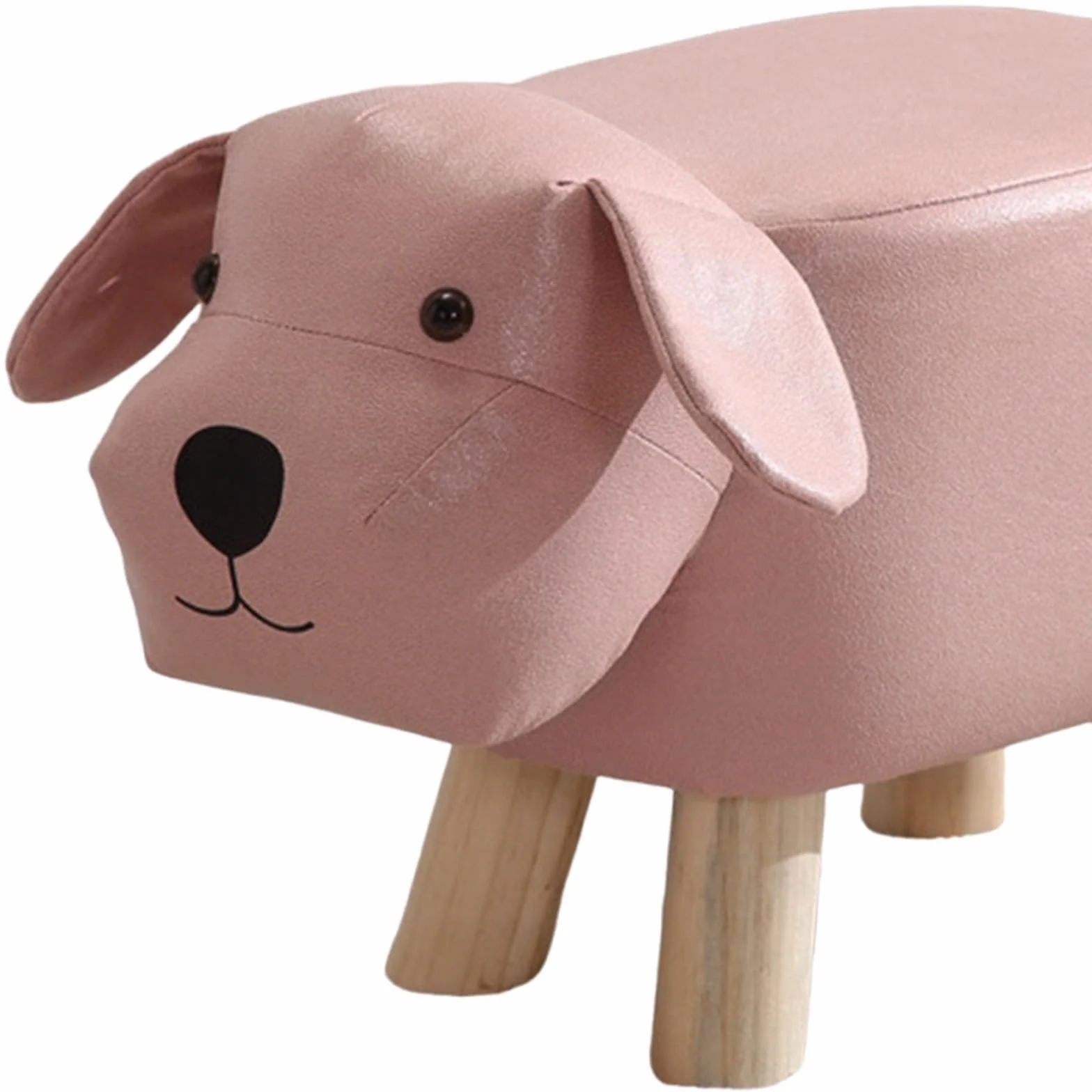 Puf Decorativo Infantil Perro Rosa para Sala de Juegos, Taburete Niños