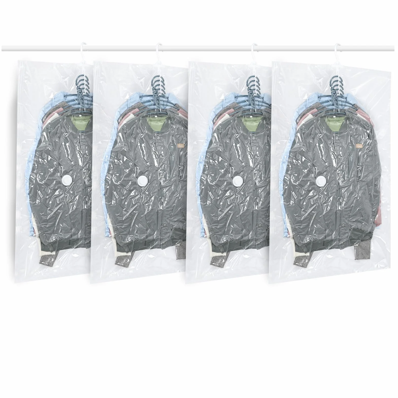 Bolsas colgantes de almacenamiento al vacío, 4 bolsas ahorradoras de espacio para ropa