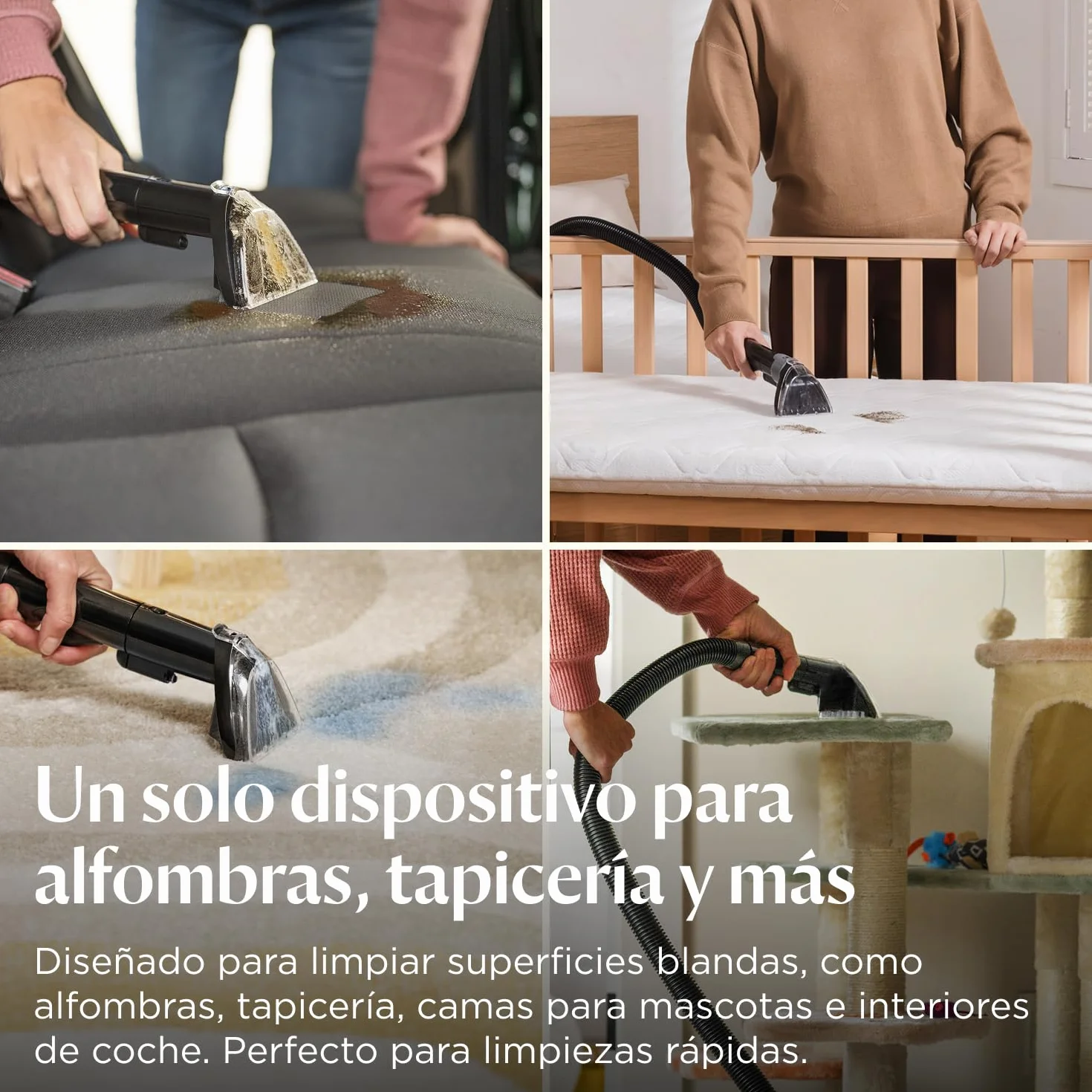 BISSELL SpotClean ProHeat Advanced, Aspiradora de agua tapiceria, limpia tapicerias multisuperficie compacta, Potente 1125W, Sistema triple limpieza profunda para manchas difíciles, Con cable, 3924N