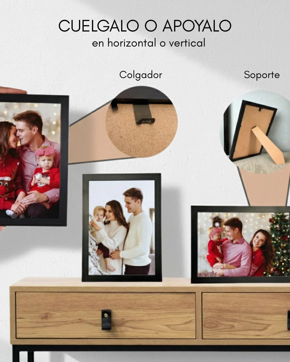 Marco A4 Madera Negro 21x30 cm Frontal Antirreflejo para Cuadros Diplomas Certificados