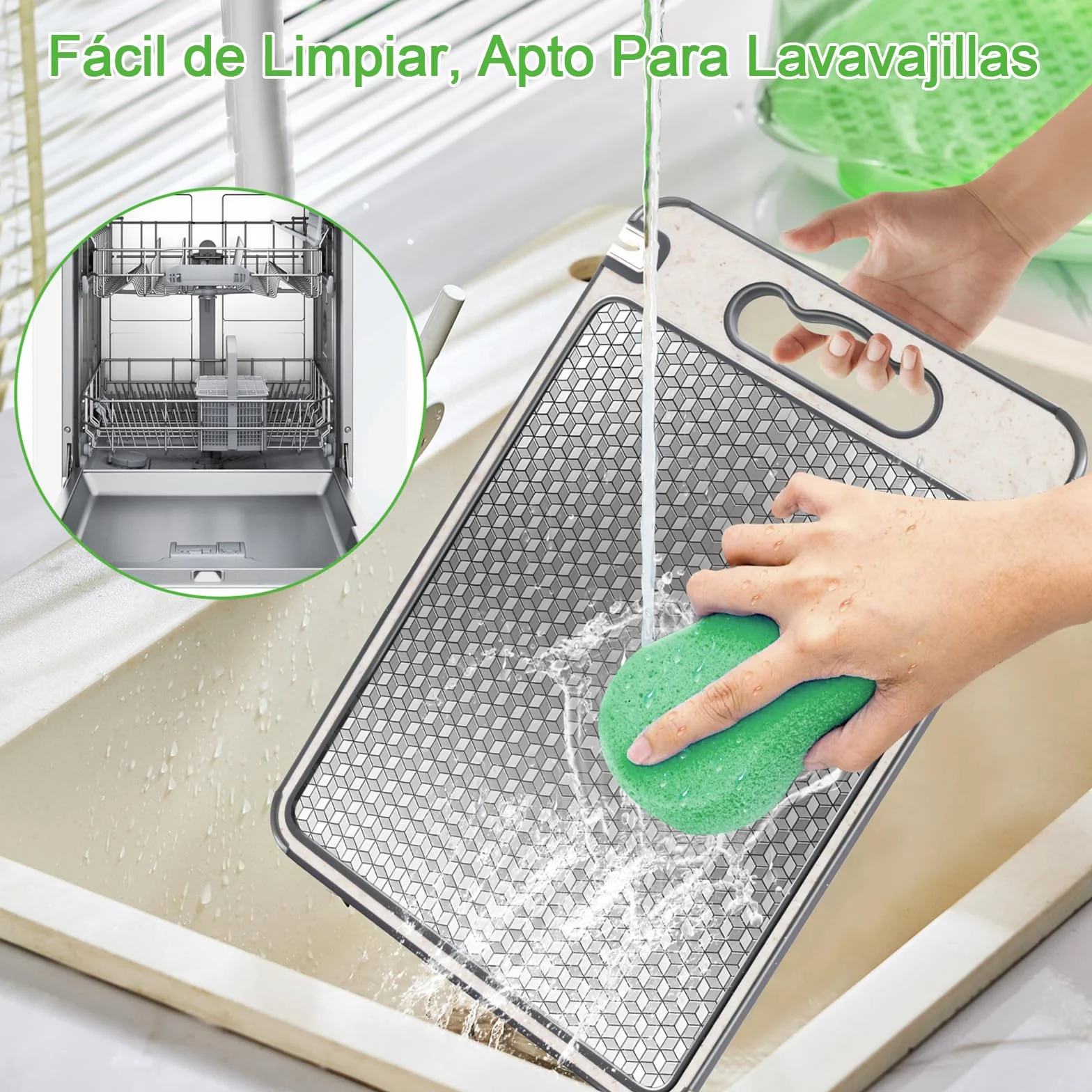 Tabla de Cortar Acero Inoxidable Doble Cara 36 x 25 cm Sin BPA