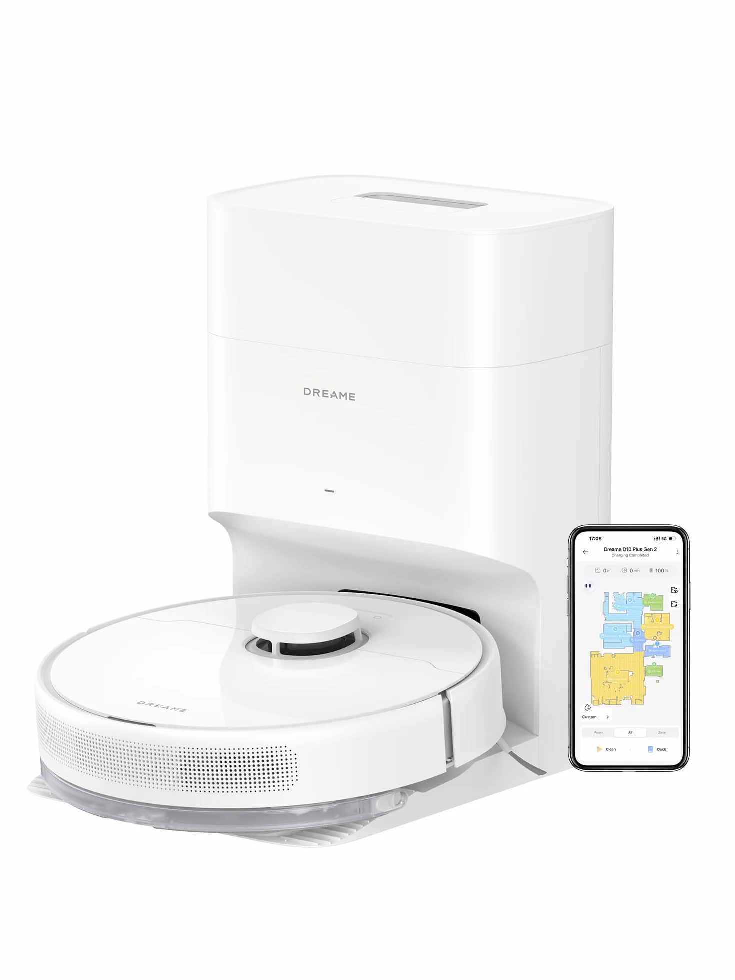 DREAME D10 Plus Gen 2 Robot Aspirador y Fregasuelos 2 en 1 6.000Pa LiDAR Navegación 5200 mAh Blanco