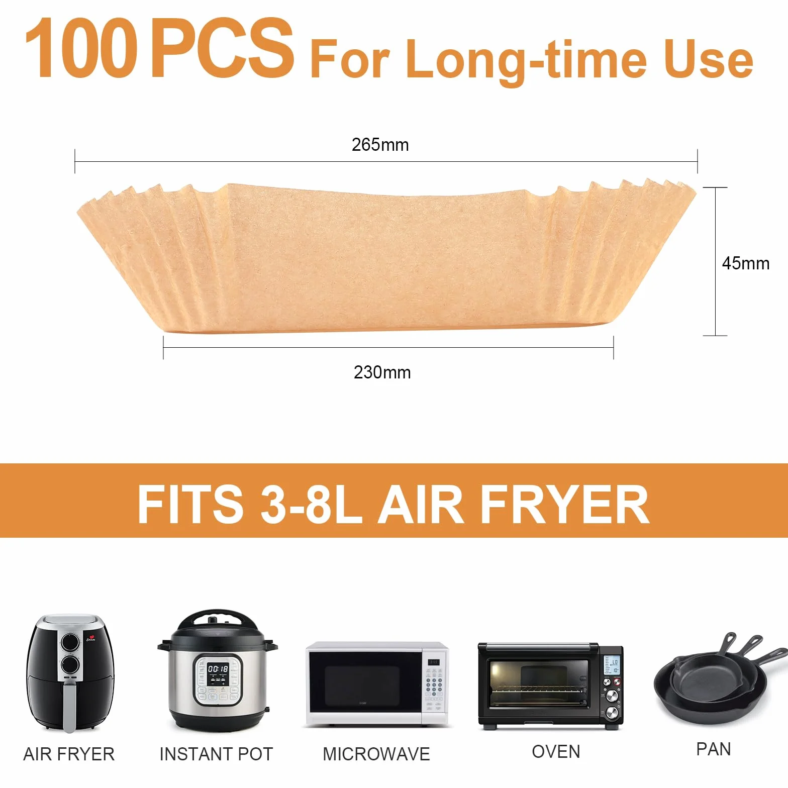 Papel de Freidora Aire Cuadrado 23 cm 100 Piezas Antiadherente BPA Free