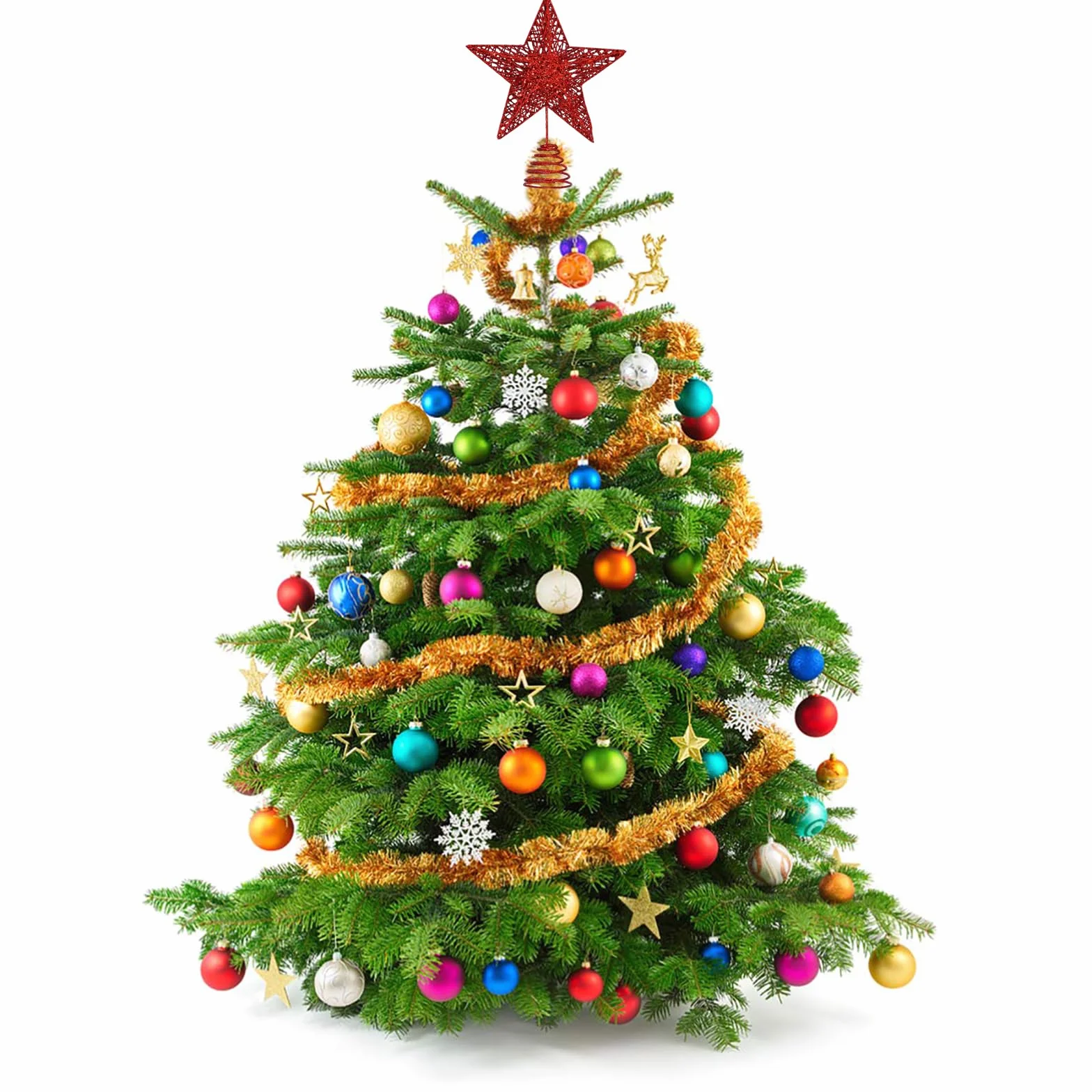 Decoración de metal rojo para árbol de Navidad con purpurina para árbol de Navidad, decoración del hogar