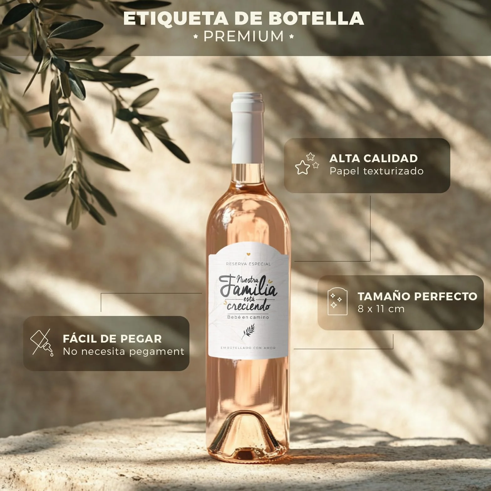 Etiquetas de vino anuncio embarazo LOTE 4 | Nuestra familia está creciendo bebé en camino
