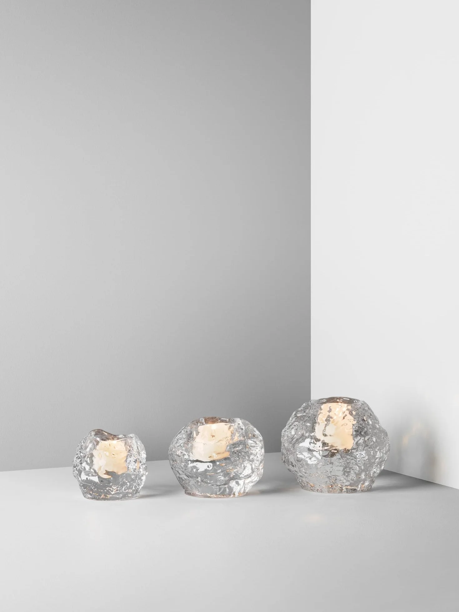 Kosta Boda Snowball Votive, Juego de 3, Transparente, S: 6 cm, m: 7 cm, L: 8,9 cm