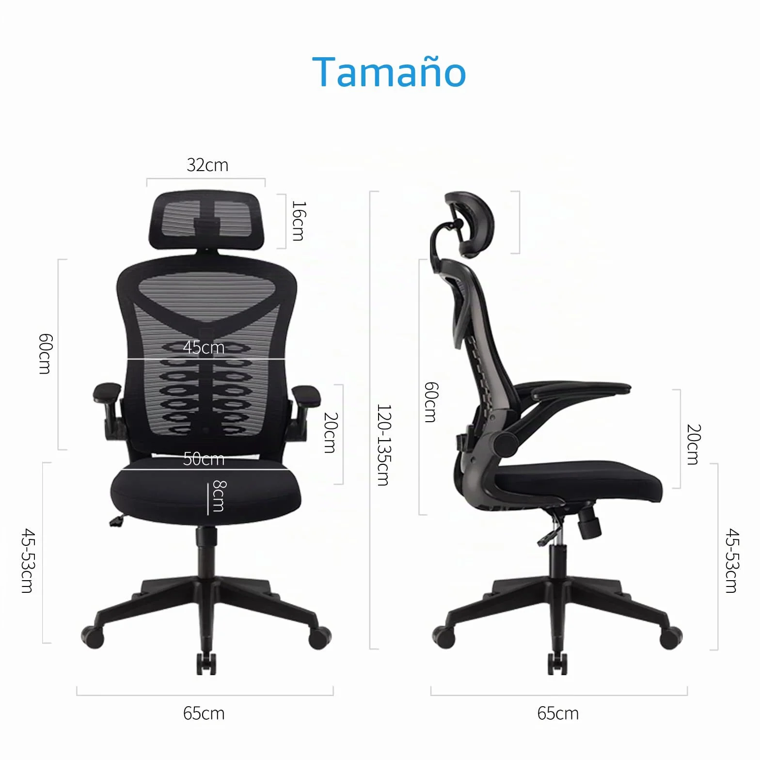 Magic Life Silla de Escritorio Ergonómica Reposabrazos Abatible 90° Soporte Lumbar Ajustable Giratoria 360° Mecedora (Negro)