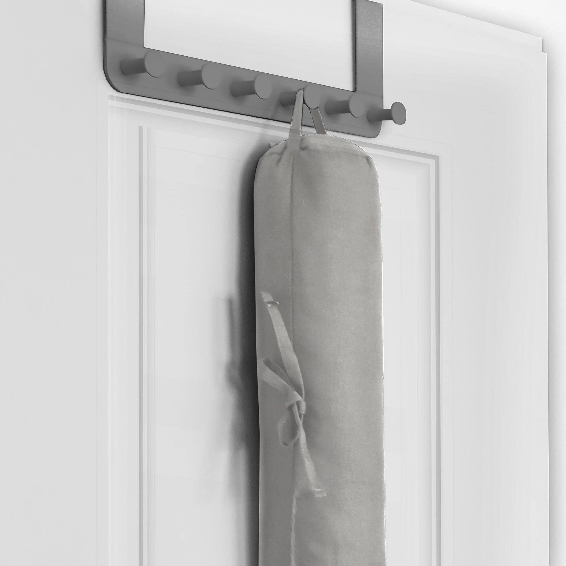 Beautissu Viento Set 2 Burlete Puerta 100x10 cm - Cojín Aislante Topo Burlete Cortavientos Puerta con Asa Transporte Protección Aire Fresco para Ventanas y Puertas Entrada Gris Claro