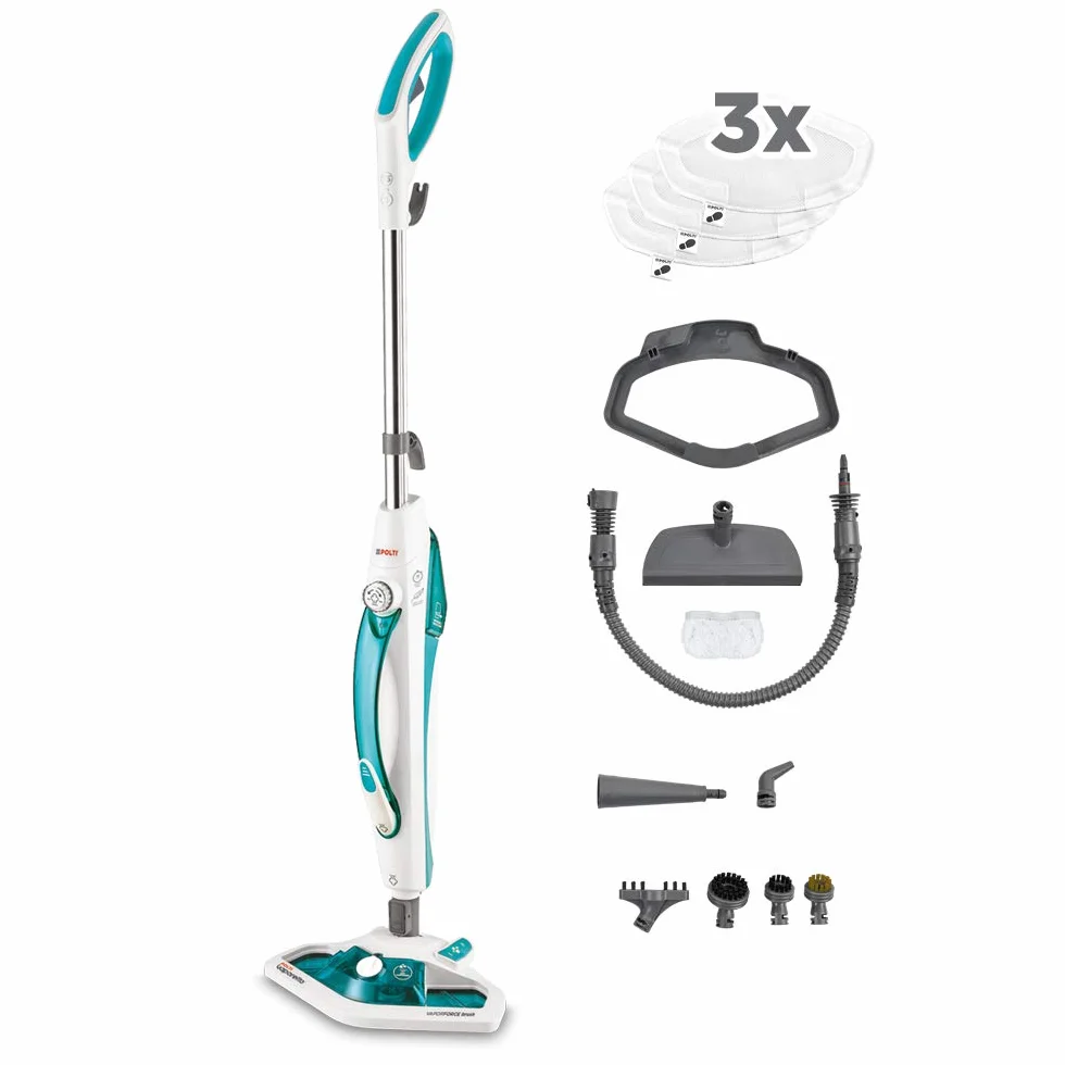 Polti Vaporetto SV450 Doble Escoba a Vapor 2 en 1 1500 W 13 Accesorios Azul Claro
