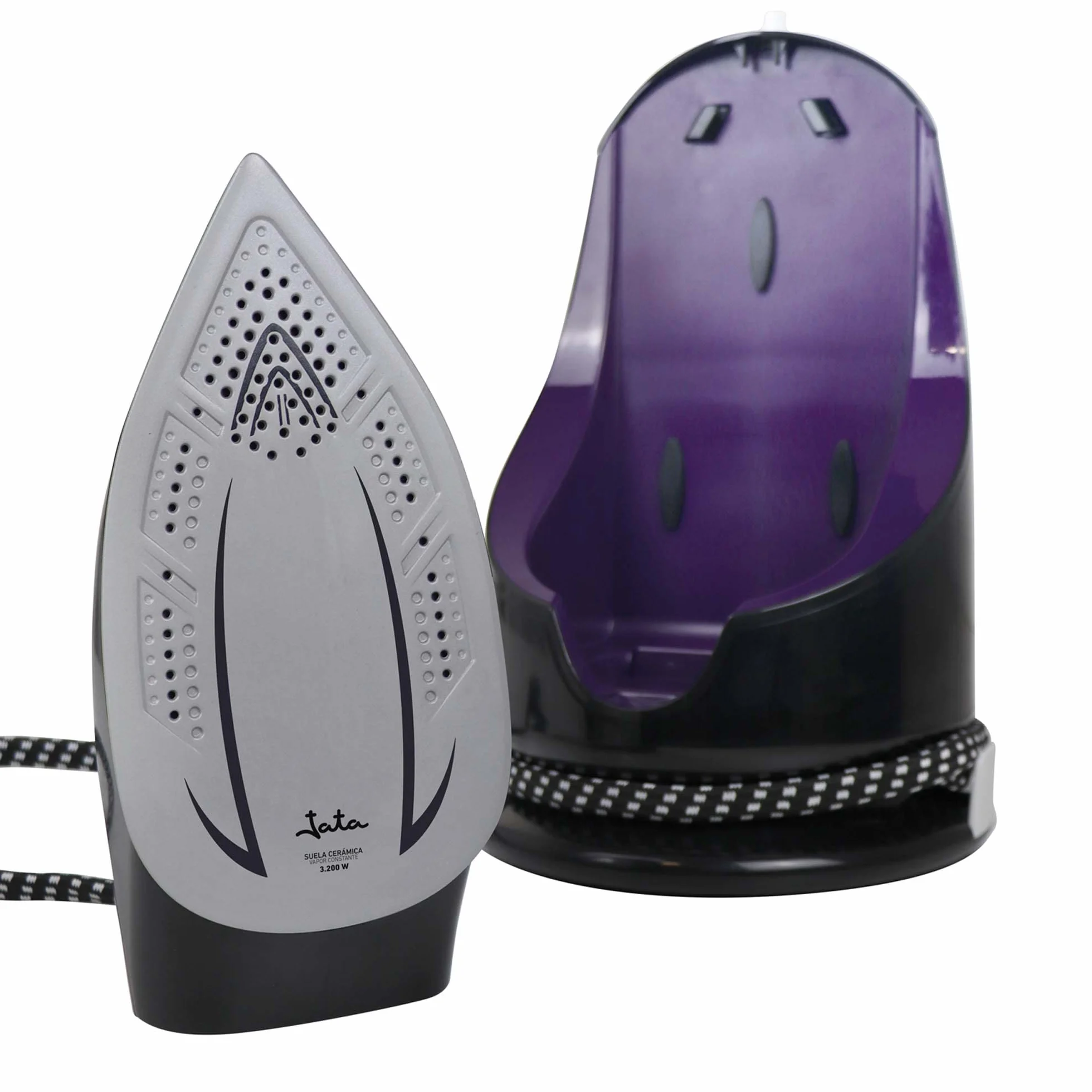 Jata JECP8522 Centro de Planchado, Suela Cerámica, Presión 7 bar, Golpe Vapor 130 g/min, Potencia 3200 W, Planchado Vertical, Depósito Agua 1,7 L, Autoapagado, Incluye vaso 200 ml