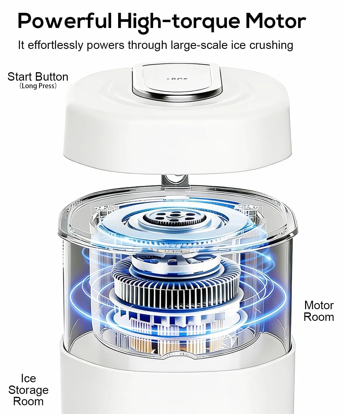 Picadora de hielo eléctrica, Máquina para hacer granizados, Trituradora de hielo (white)