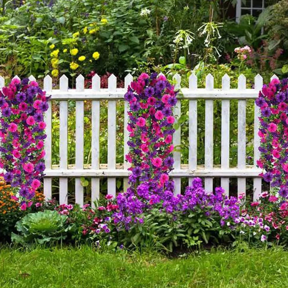 2/4 Pack Artificial Flowers for Outdoors, Artificial Hanging Flowers for Outdoors, Hanging Artificial Flowers for Outdoors, UV Resistant Hanging Artificial Morning Glory Vine (White,4Pcs)