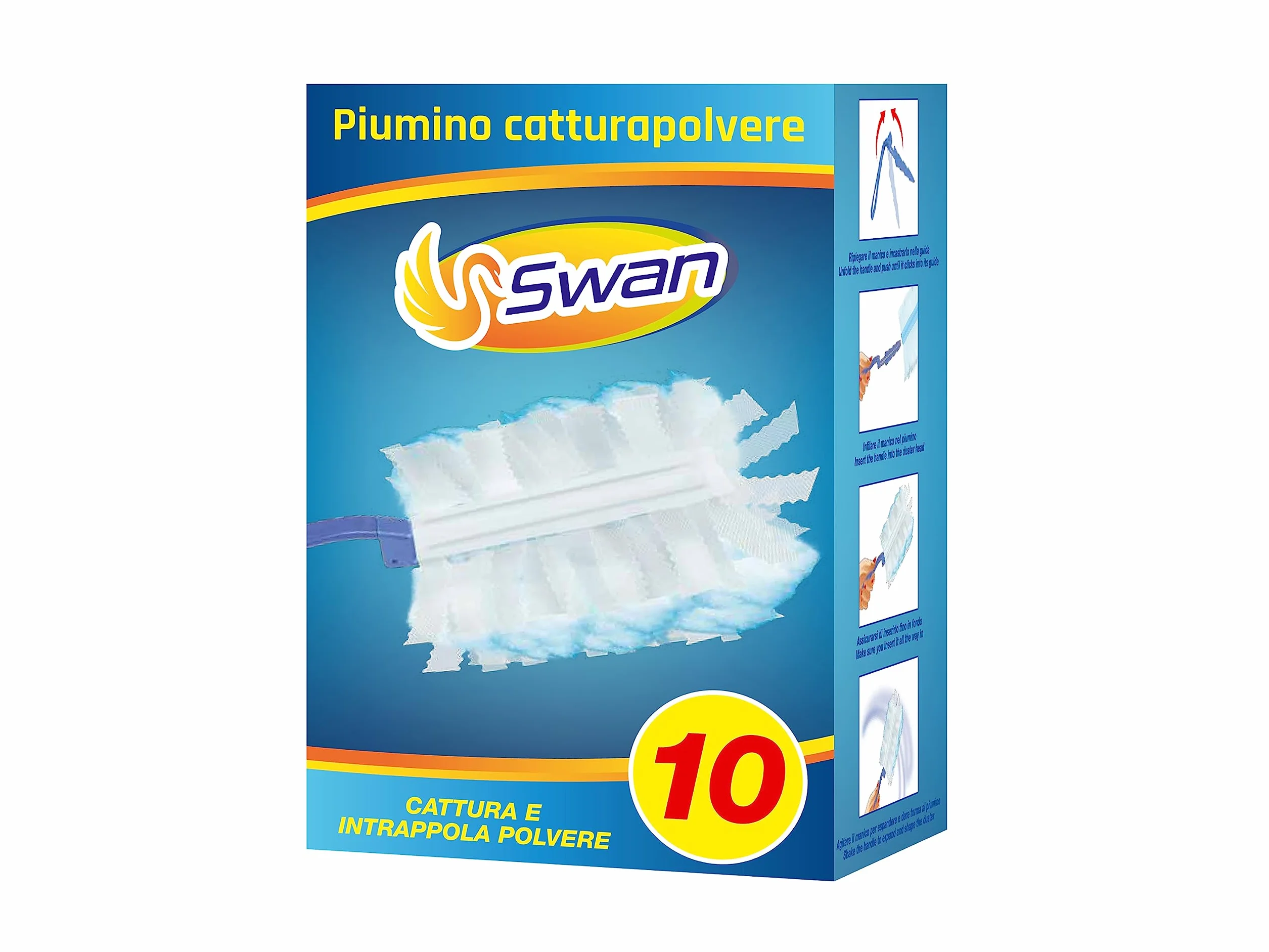 BEPER C203PUL004 Plumero Kit con 1 Mango Y 10 Recambios, Atrapa Y Retiene hasta 3 Veces Más El Polvo Y El Pelo, 10 Plumero de Polvo