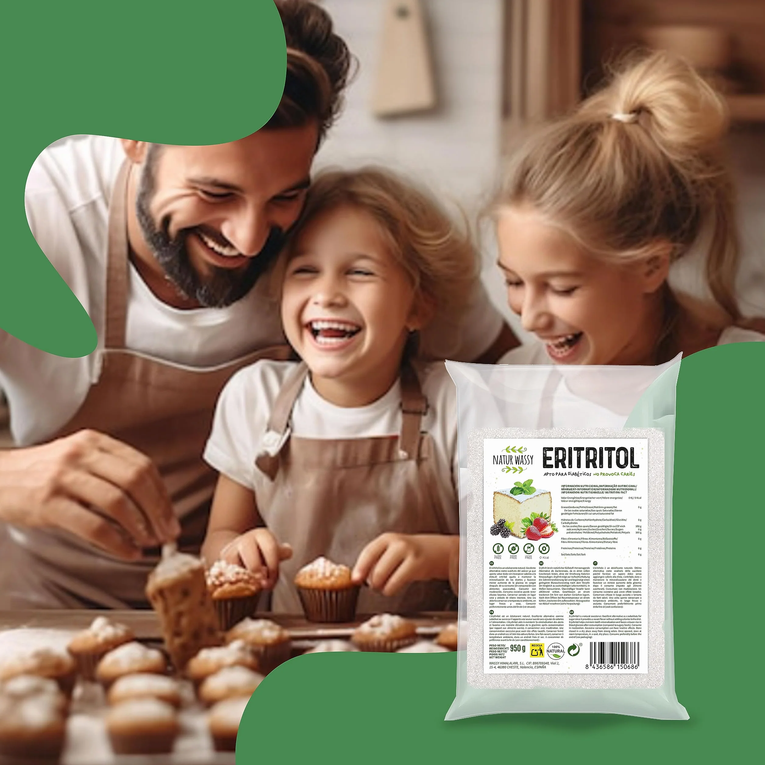 Eritritol Edulcorante Natural Sustituto Del Azúcar Zero Calorías Endulzante KETO Premium 100% Vegano Apto Diabéticos