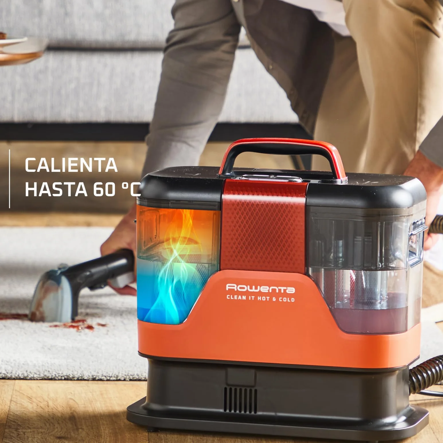 Rowenta Clean It Hot & Cold IN7011F0 Aspirador tapicerías 1150W Powerheat 3 en 1 Naranja