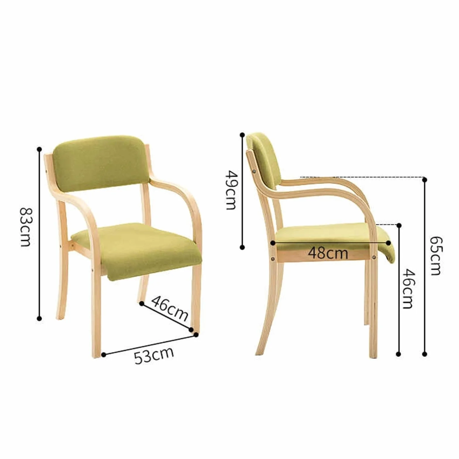 Sillas de Comedor de Madera Maciza con Brazos Silla de Cocina Tapizada Sillón de Sala de Estar con Respaldo Moderno Oficina Ocio Salón Recepción Café Sillas Accent Reposabrazos Carga Máxima 150kg