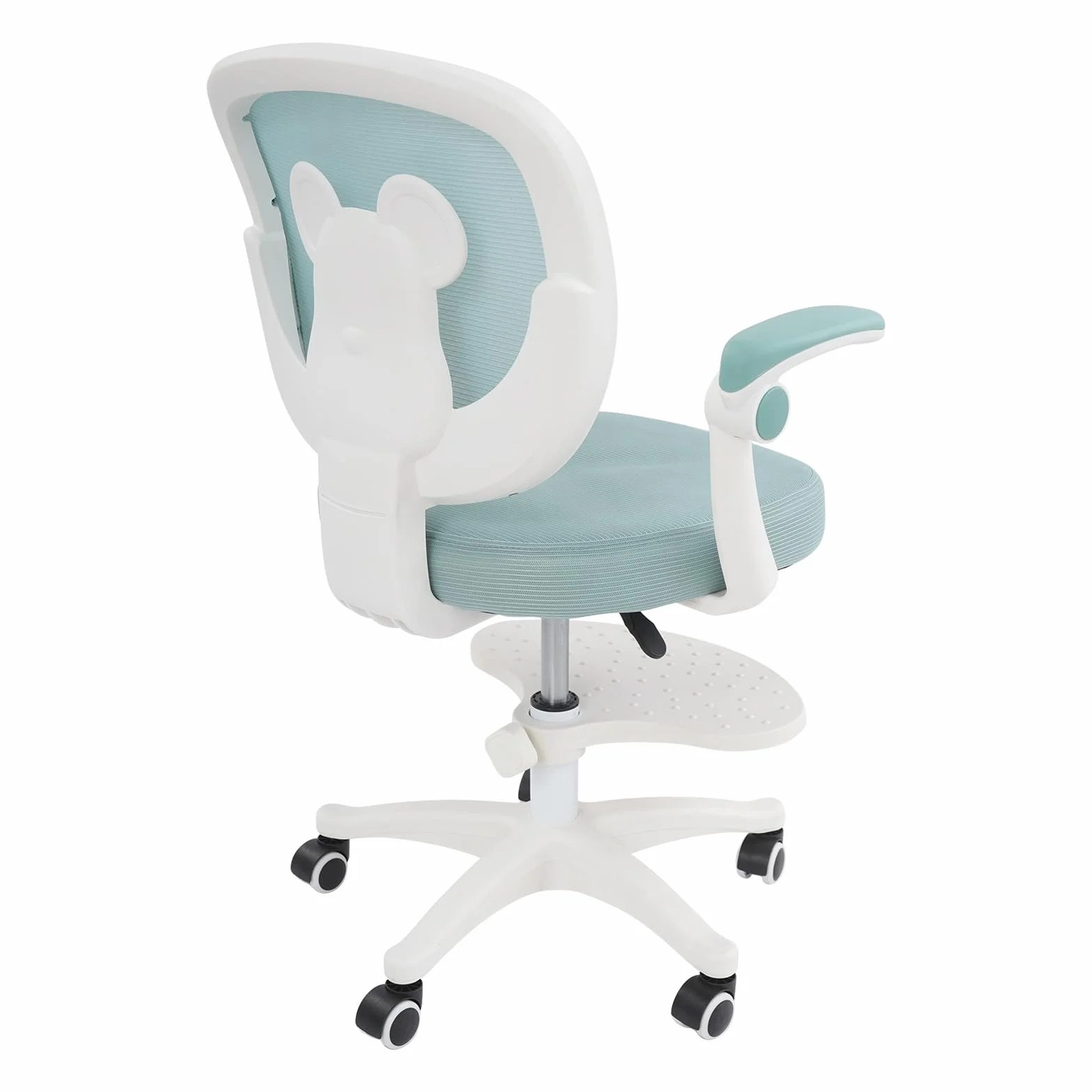 Silla de escritorio infantil, altura del asiento de 36 – 46 cm, altura regulable, silla de oficina con reposabrazos ajustables a 90°, silla de ordenador con ruedas, silla ligera, tela de malla