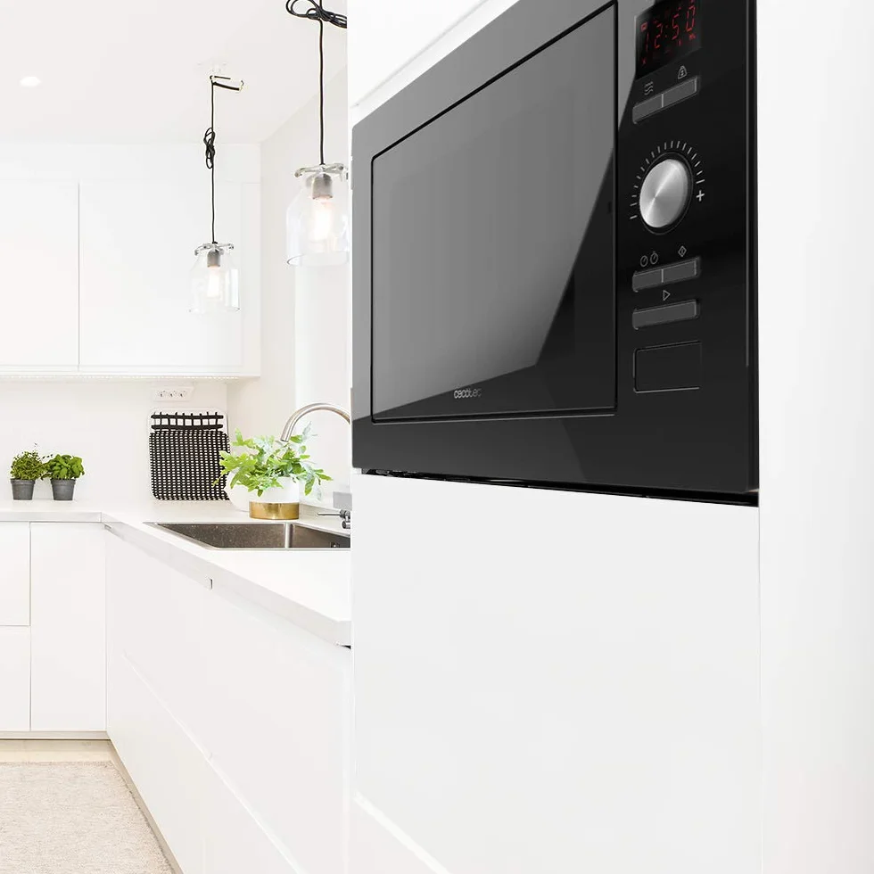 Cecotec Microondas encastrable Digital GrandHeat 2590 Built-In Black. 900 W, Integrable, 25 Litros, Táctil, Grill 1000 W, 8 Funciones preconfiguradas, Temporizador
