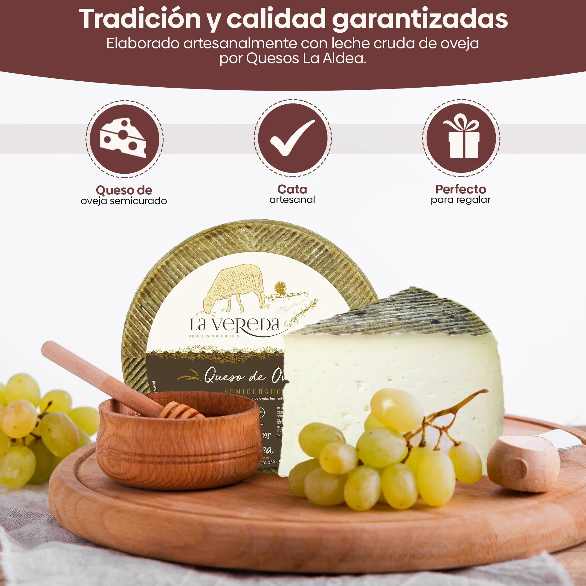 Queso Artesano de Oveja Semicurado Cuña 0,75 kg Leche Cruda Lote Gourmet