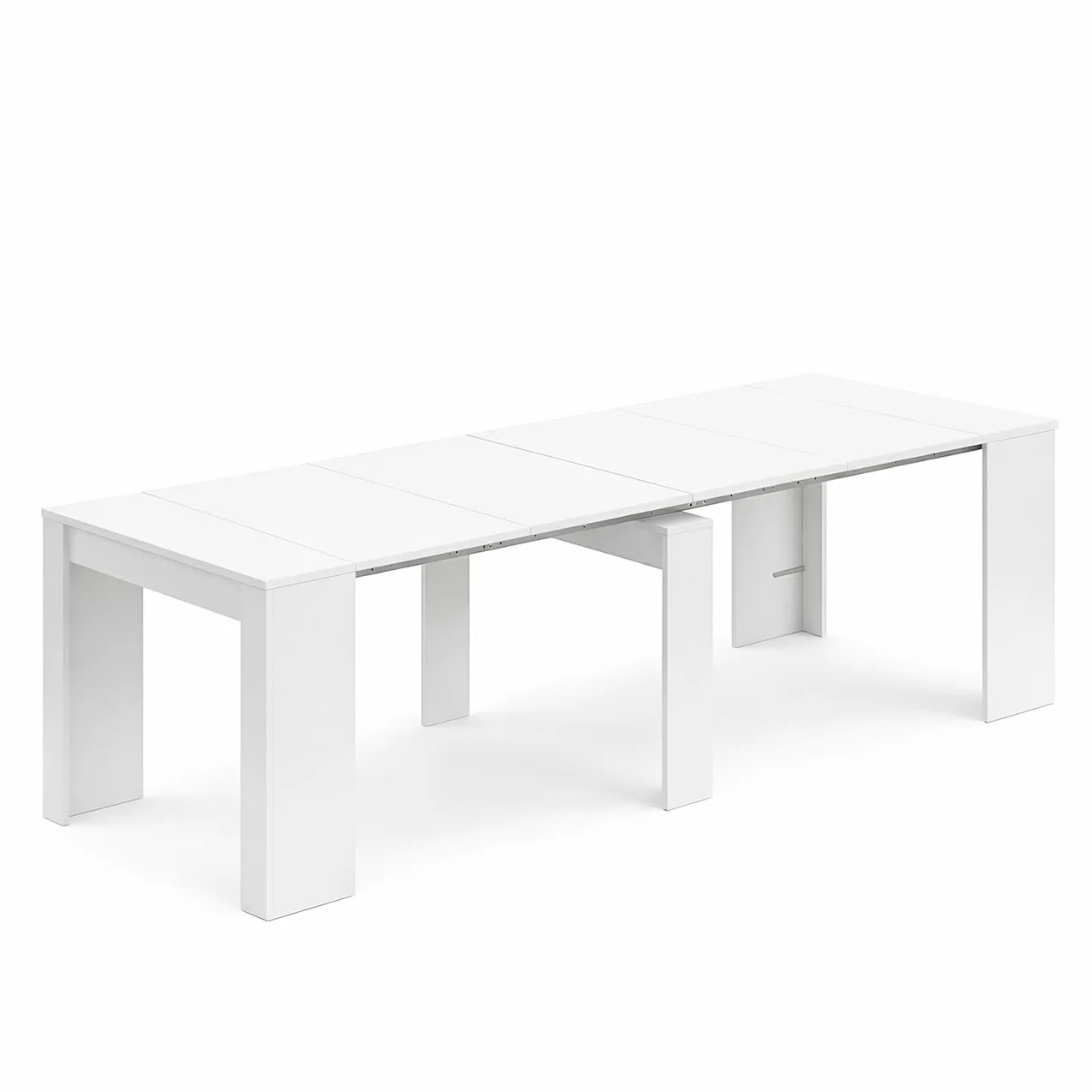 duehome | Mesa de Comedor, Consola, Mesa Extensible, Mesa para Salon, Recibidor o Cocina, Acabado en Blanco Artik, Modelo Denis, Medidas: 50-235 cm (Largo) x 90 cm (Ancho) x 78 cm (Alto)