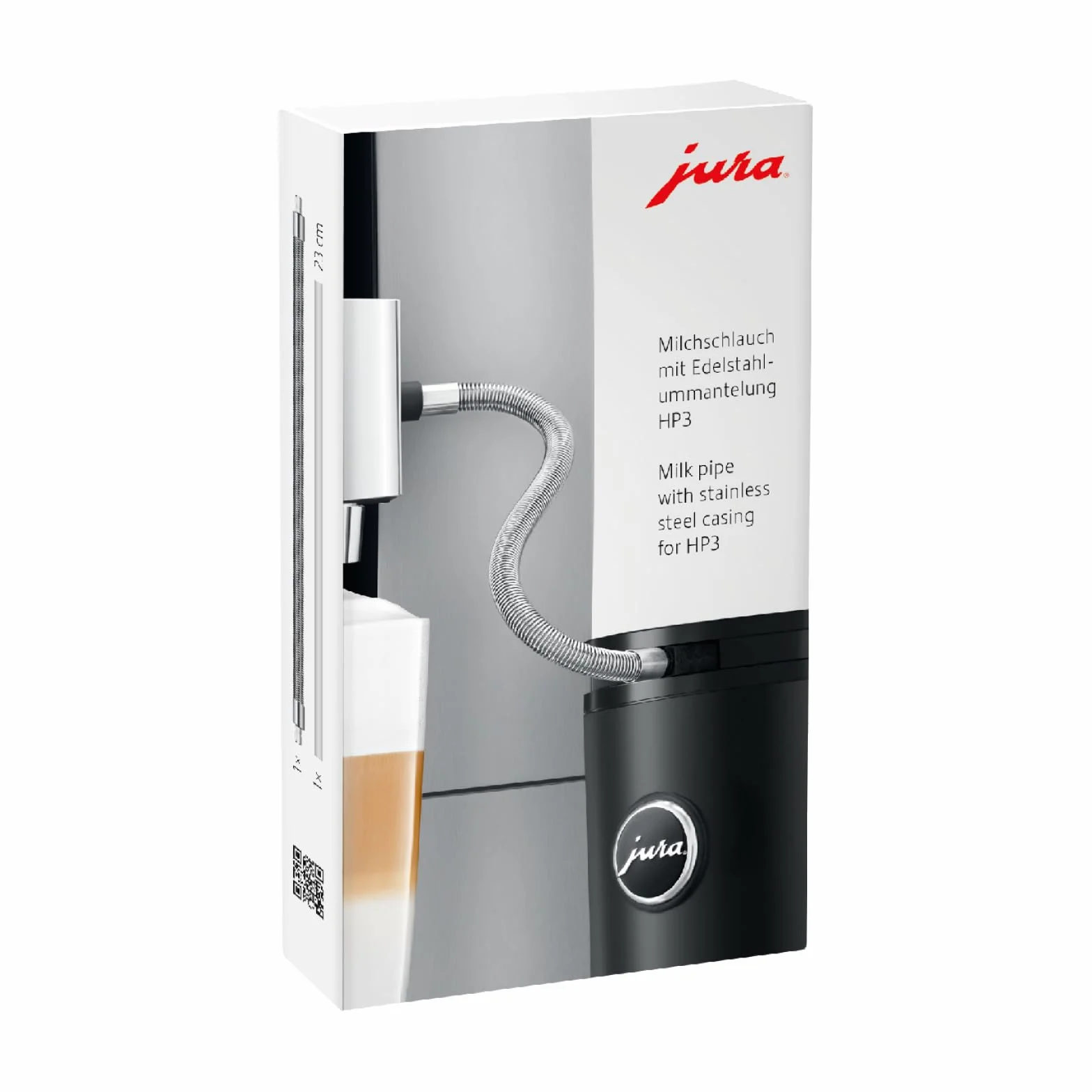 JURA Original – Manguera de leche con revestimiento de acero inoxidable HP3 – Pack de 1 – 24114, plata