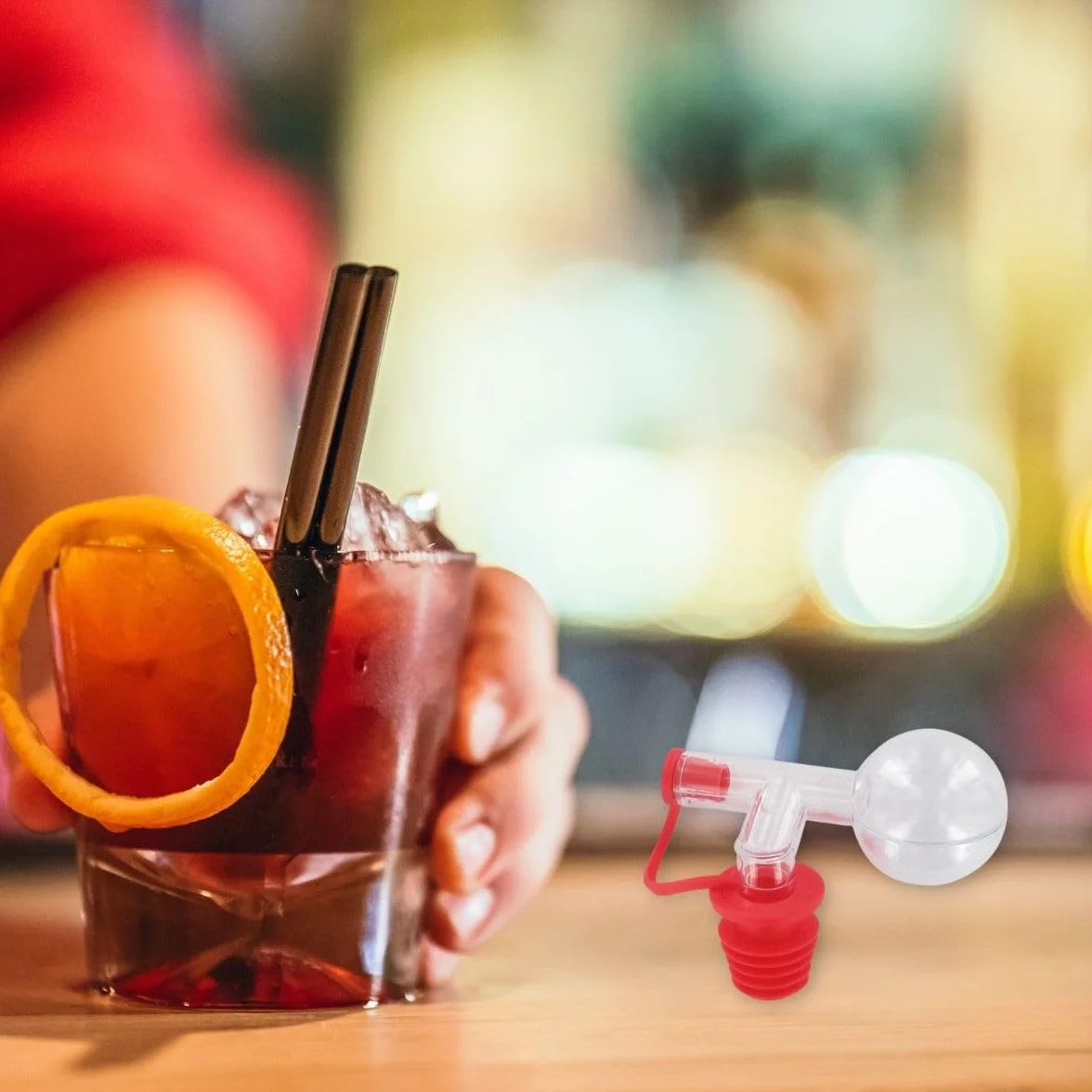 Fackelmann Dosificador de Alcohol con Boquilla, Tapón 2,5 cl, Plástico, Rojo, 9x7 cm