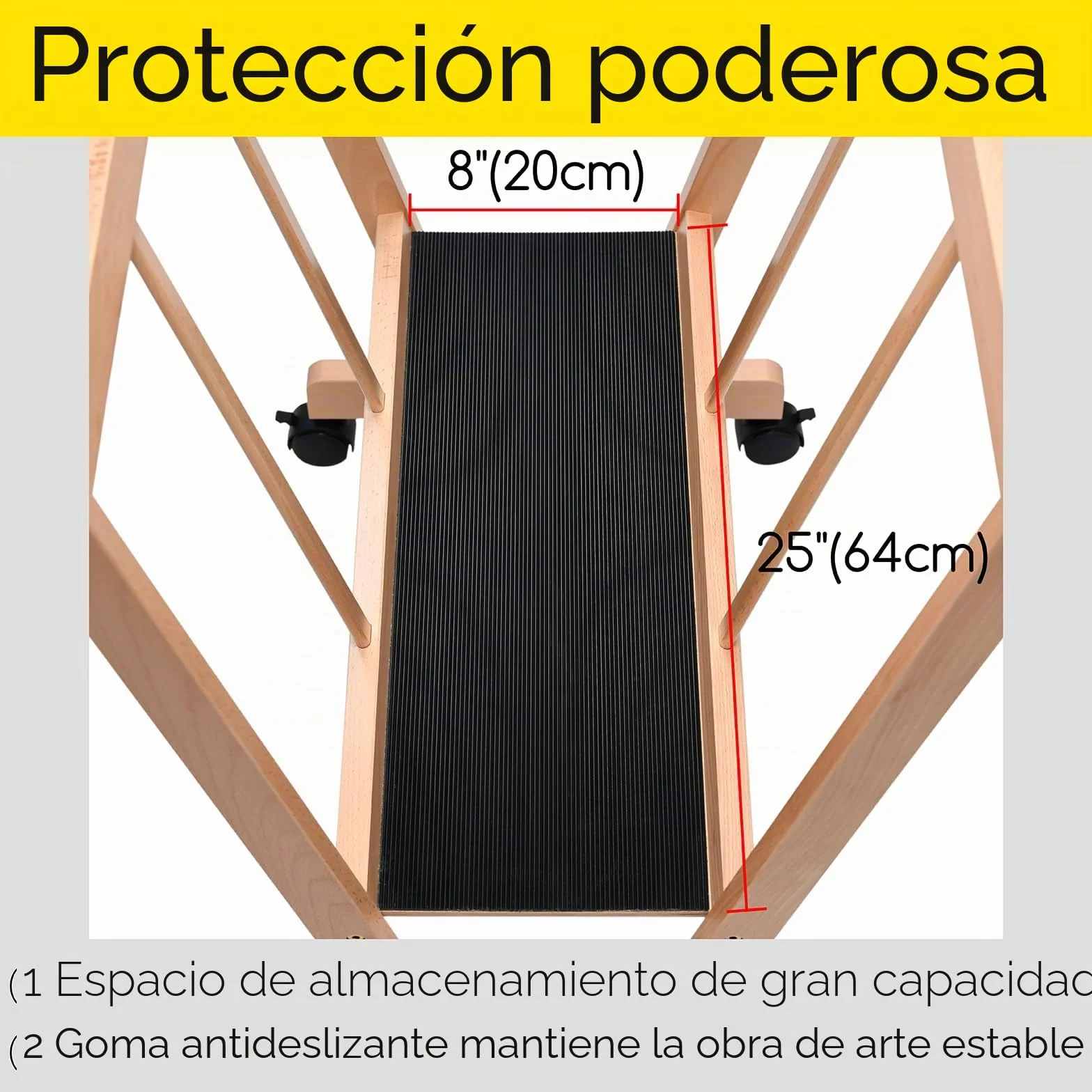 MEEDEN Estante grande de madera para impresión con ruedas, almacenamiento y exhibición de artistas, estante de secado de arte premium, sostiene obras de arte de hasta 47 pulgadas, color natural
