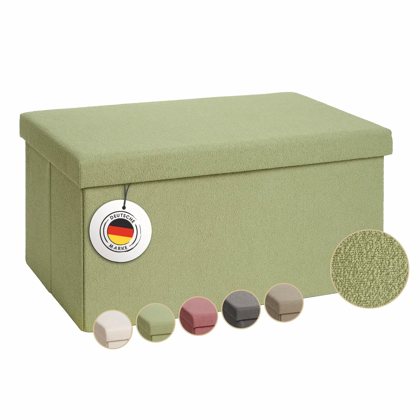 Banco con almacenaje y caja extra, baúl con asiento para dormitorio, organizador para juguetes 76x38 cm Verde