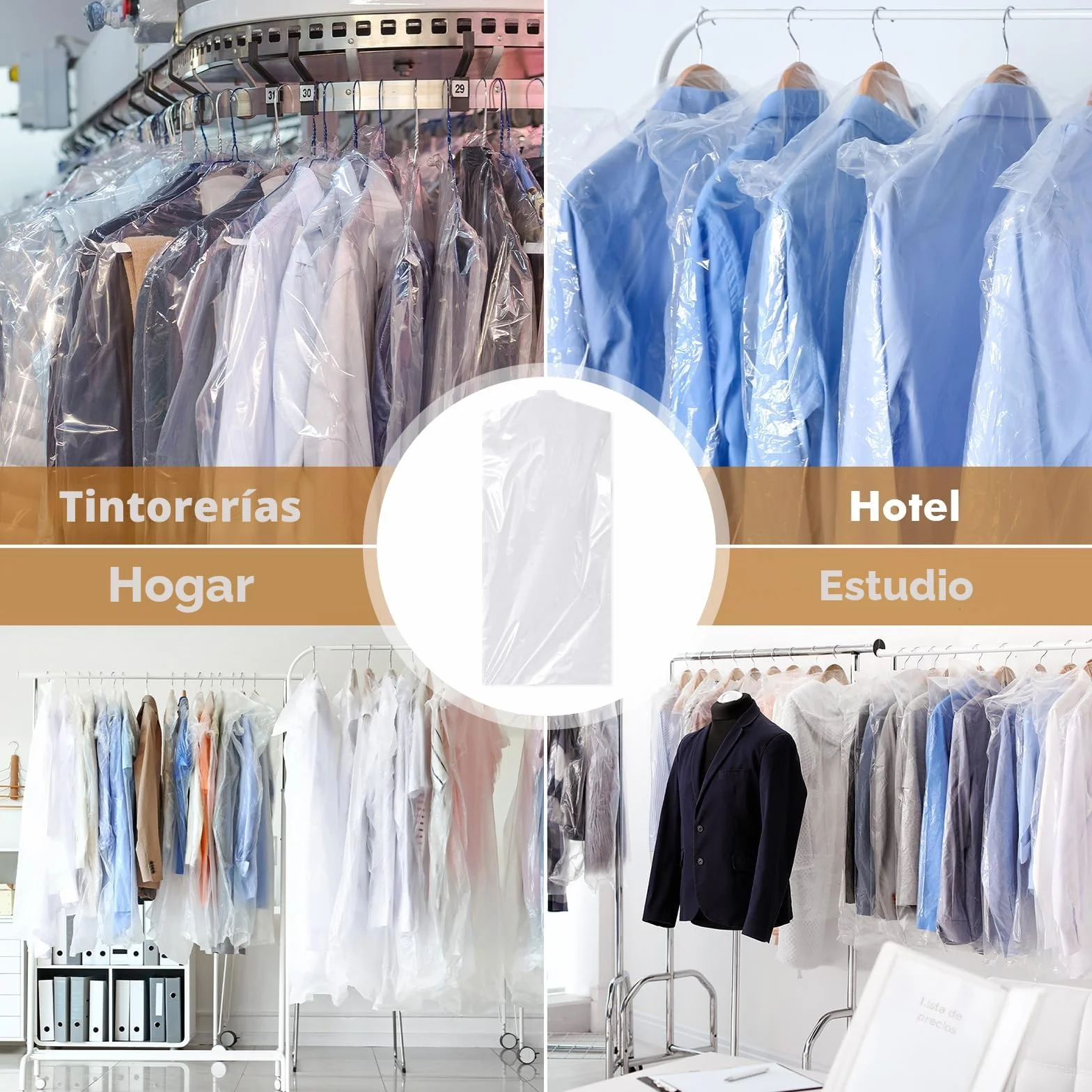 Funda Ropa Armario Plástico 60x140cm 30 Piezas Antipolvo