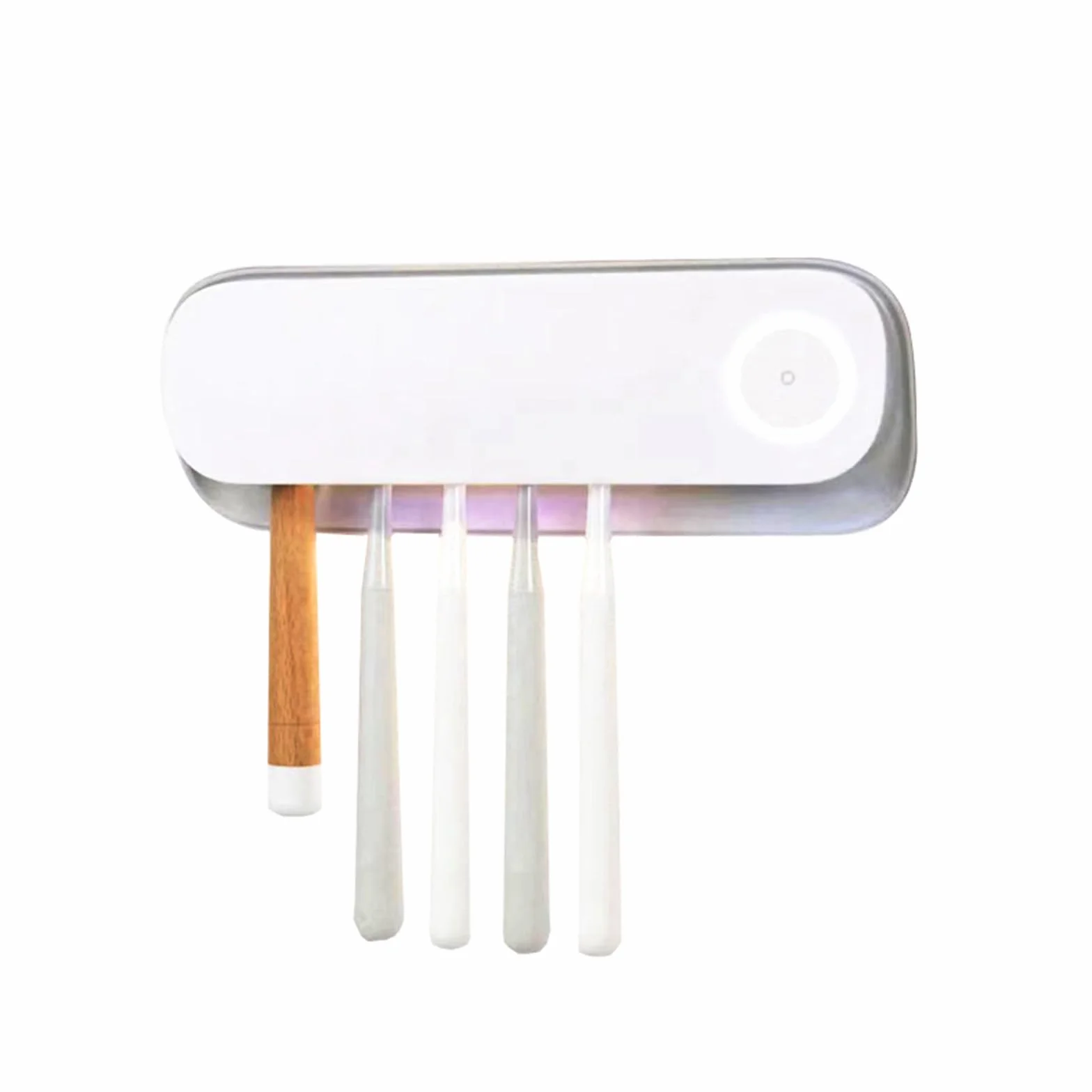 Soporte para cepillo de dientes con luz UV de inducción inteligente multifuncional, caja de almacenamiento eléctrica, dispensador automático de pasta de dientes, caja esterilizadora